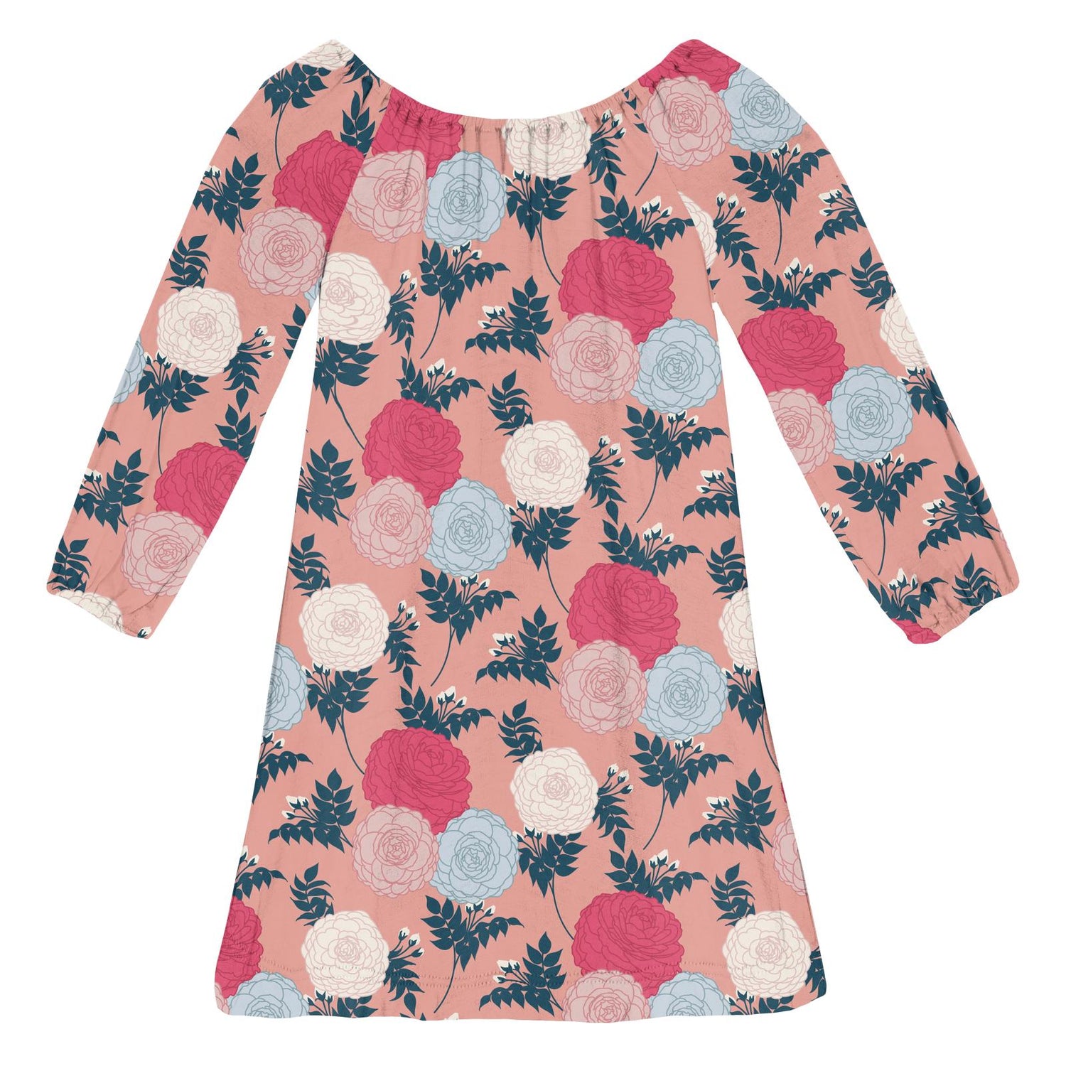 Print Long Sleeve Peasant Dress in Blush Enchanted Floral