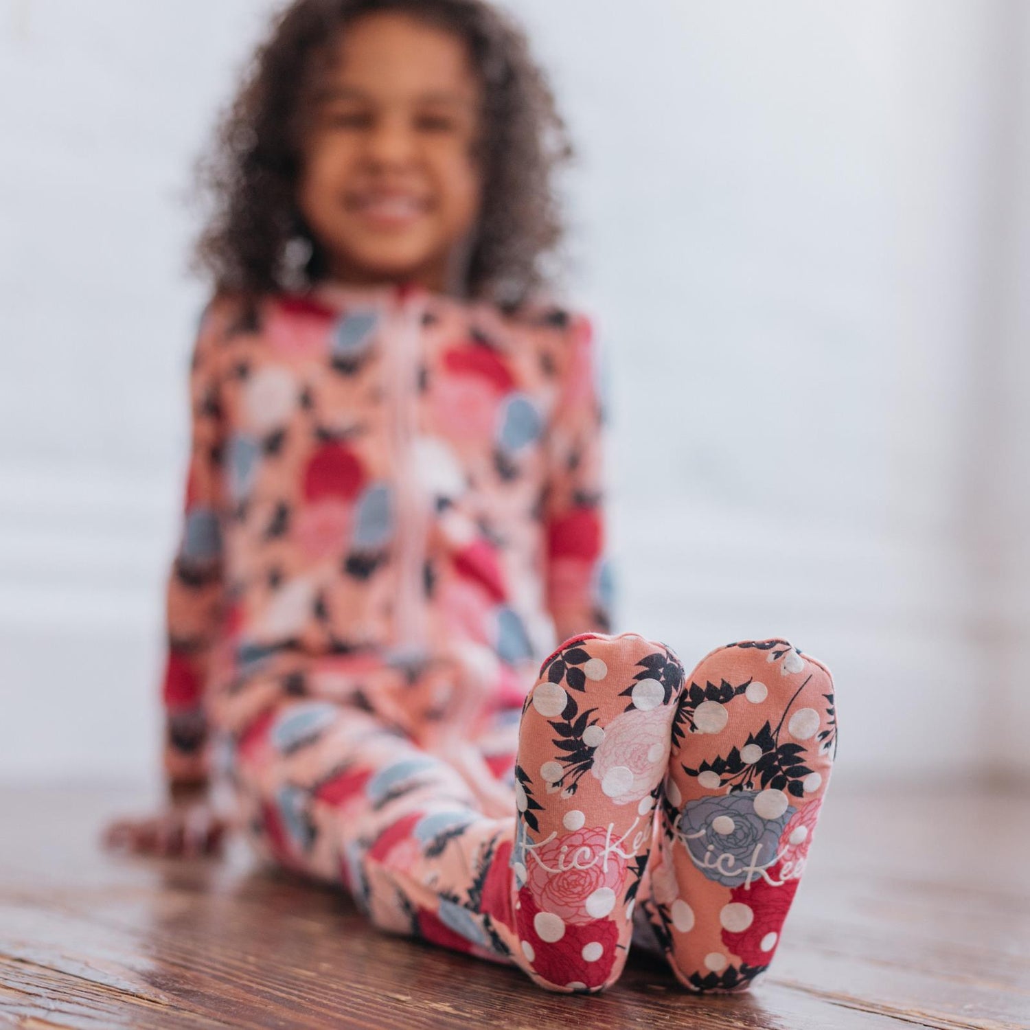 Print Footie with 2 Way Zipper in Blush Enchanted Floral