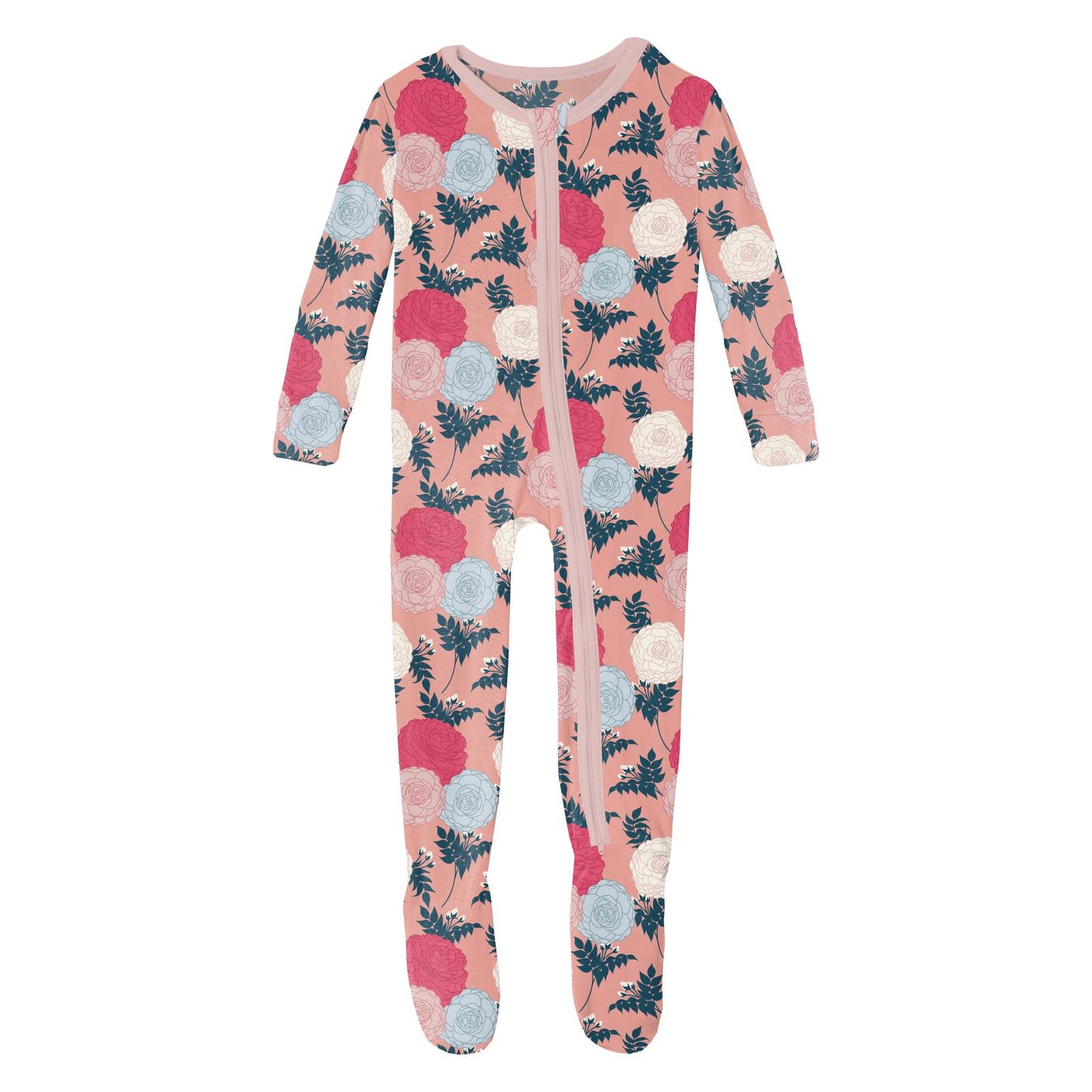 Print Footie with 2 Way Zipper in Blush Enchanted Floral