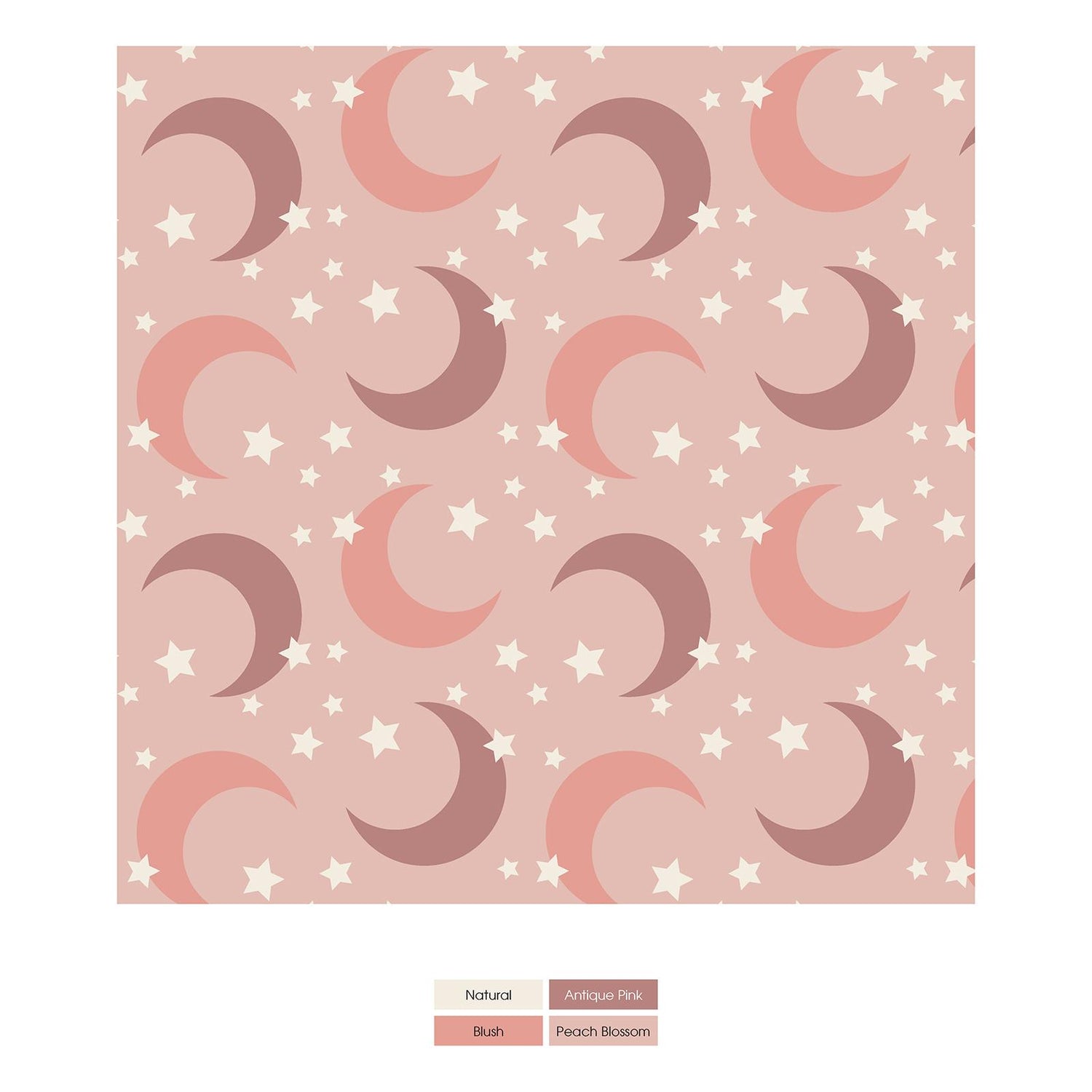 Print Burp Cloth and Bib Set in Peach Blossom Moon and Stars