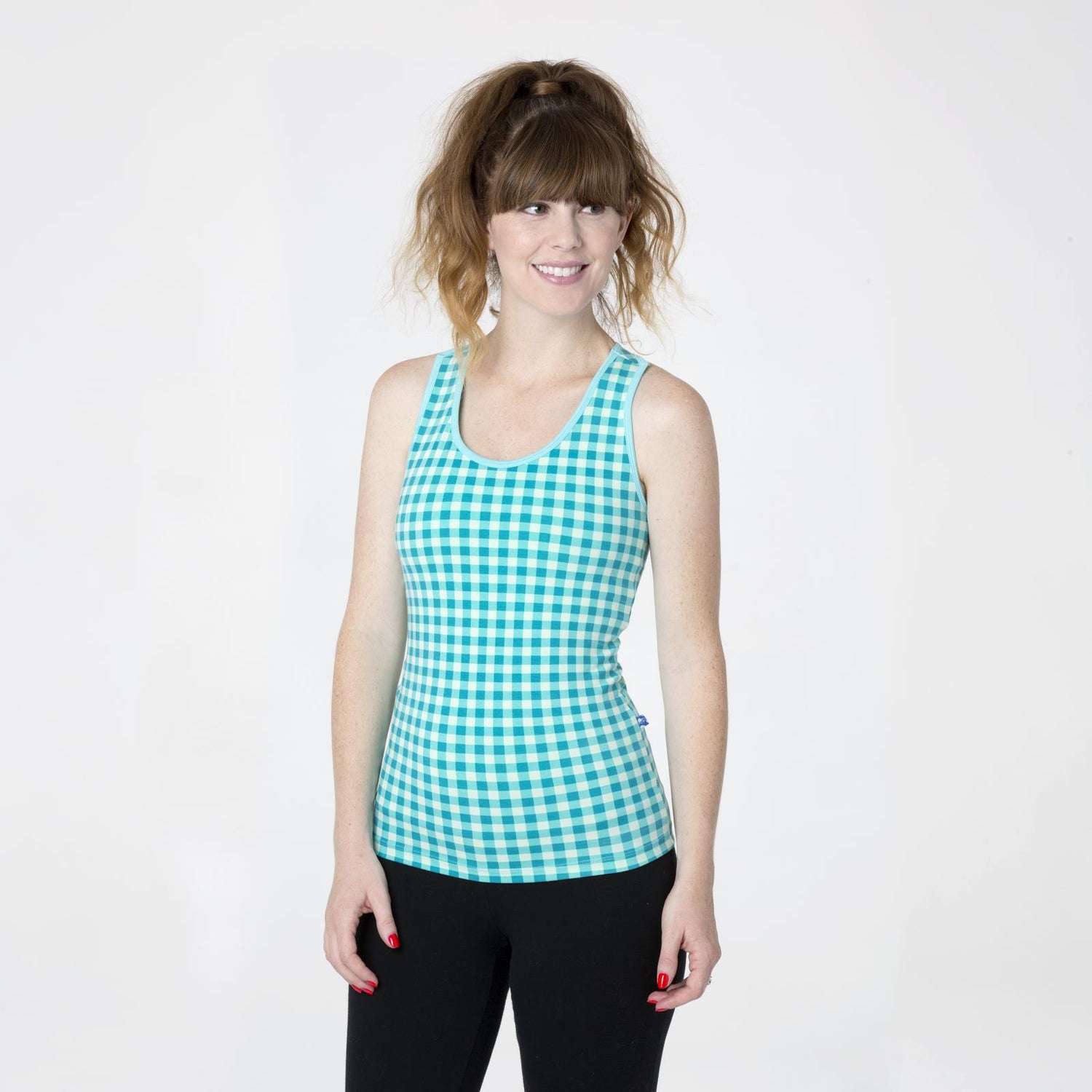 Print Women's Luxe Tank in Pistachio Gingham