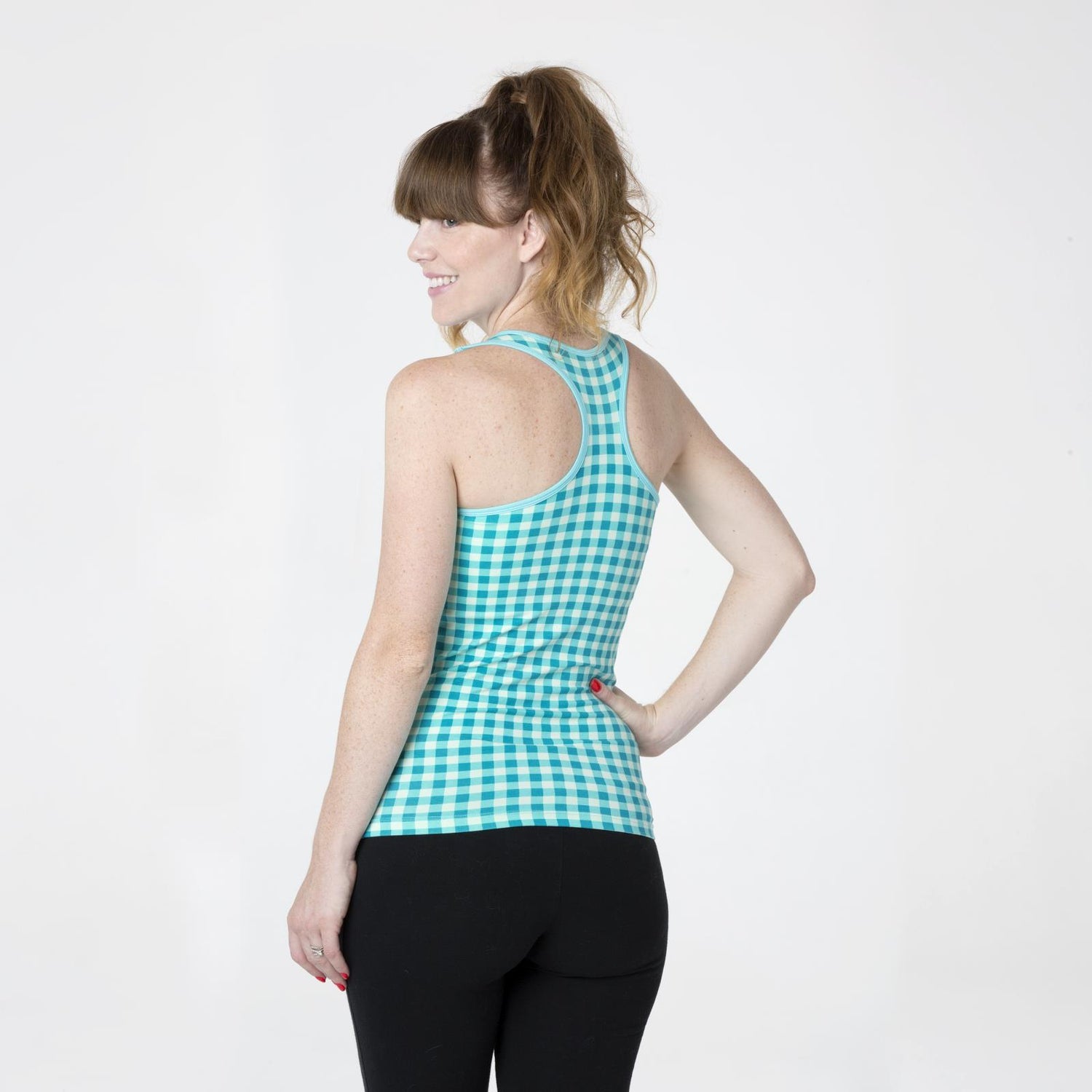 Print Women's Luxe Tank in Pistachio Gingham