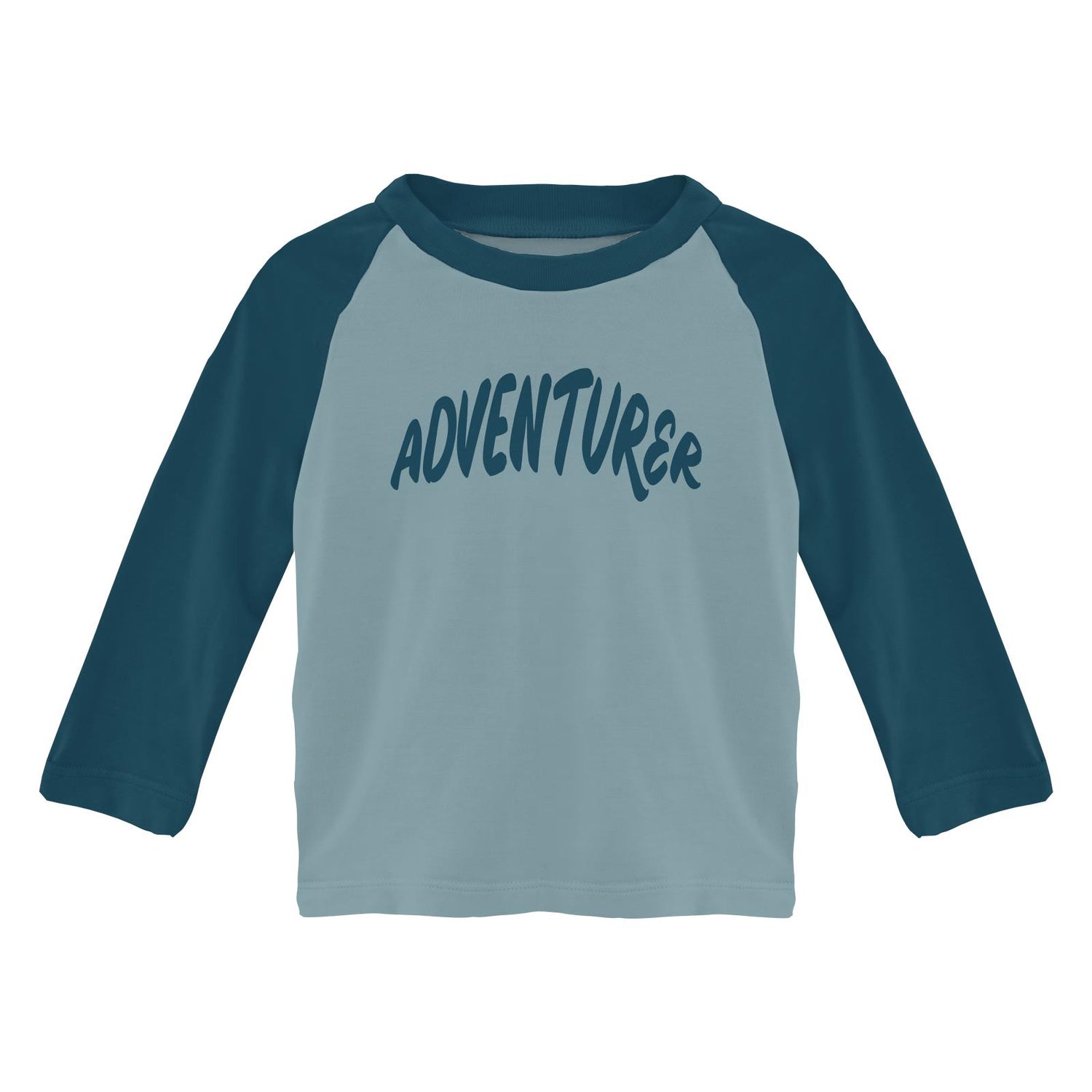 Long Sleeve Crew Neck Graphic Raglan Tee in Stormy Sea Adventurer