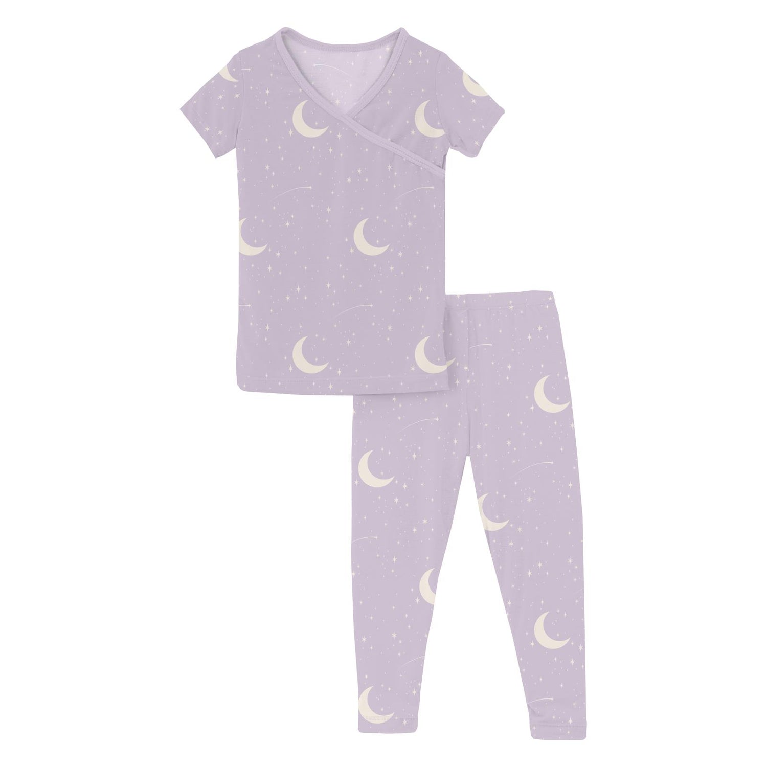 Print Short Sleeve Kimono Pajama Set in Thistle Starry Sky & Moon (360088)