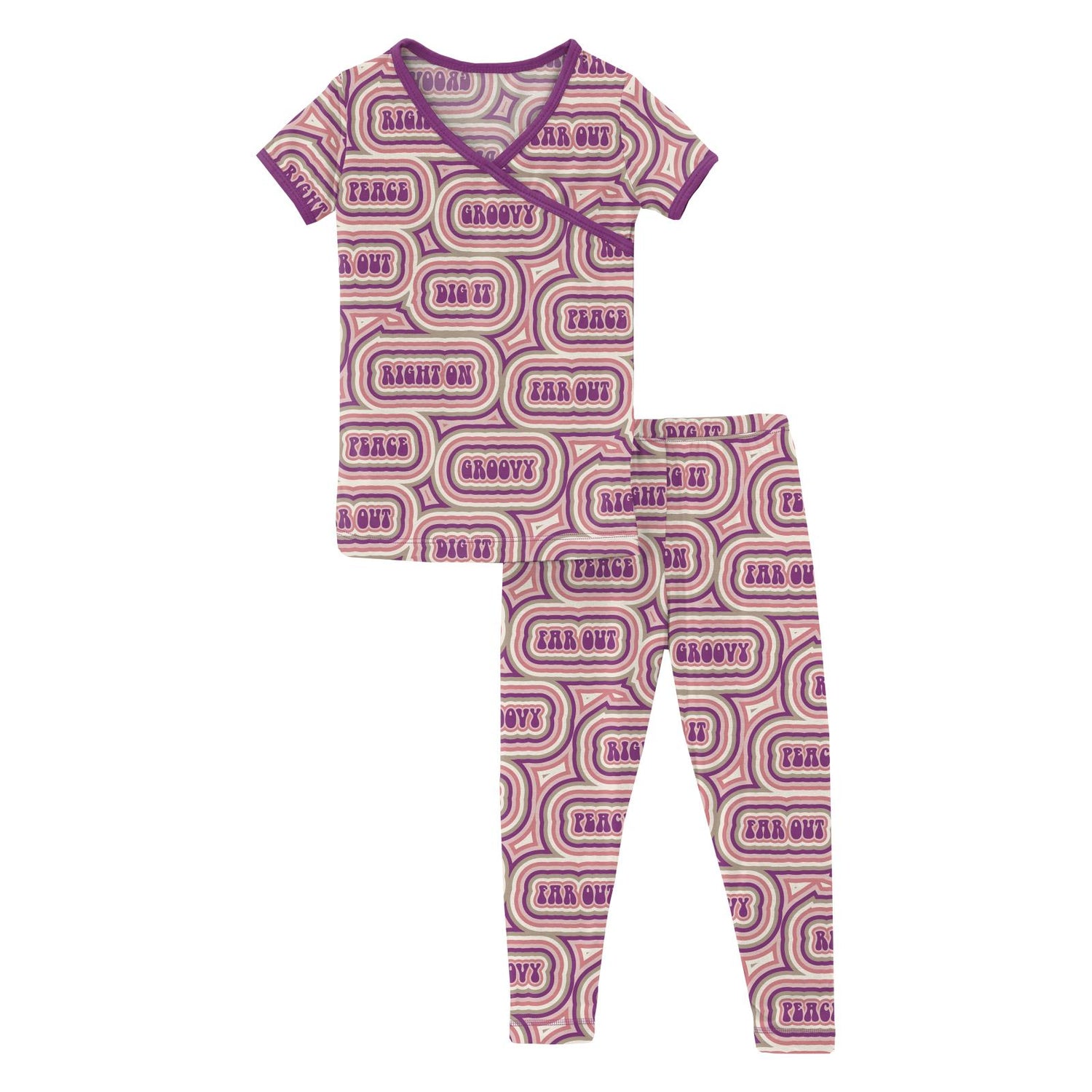 Print Short Sleeve Kimono Pajama Set in Starfish Groovy (259851)