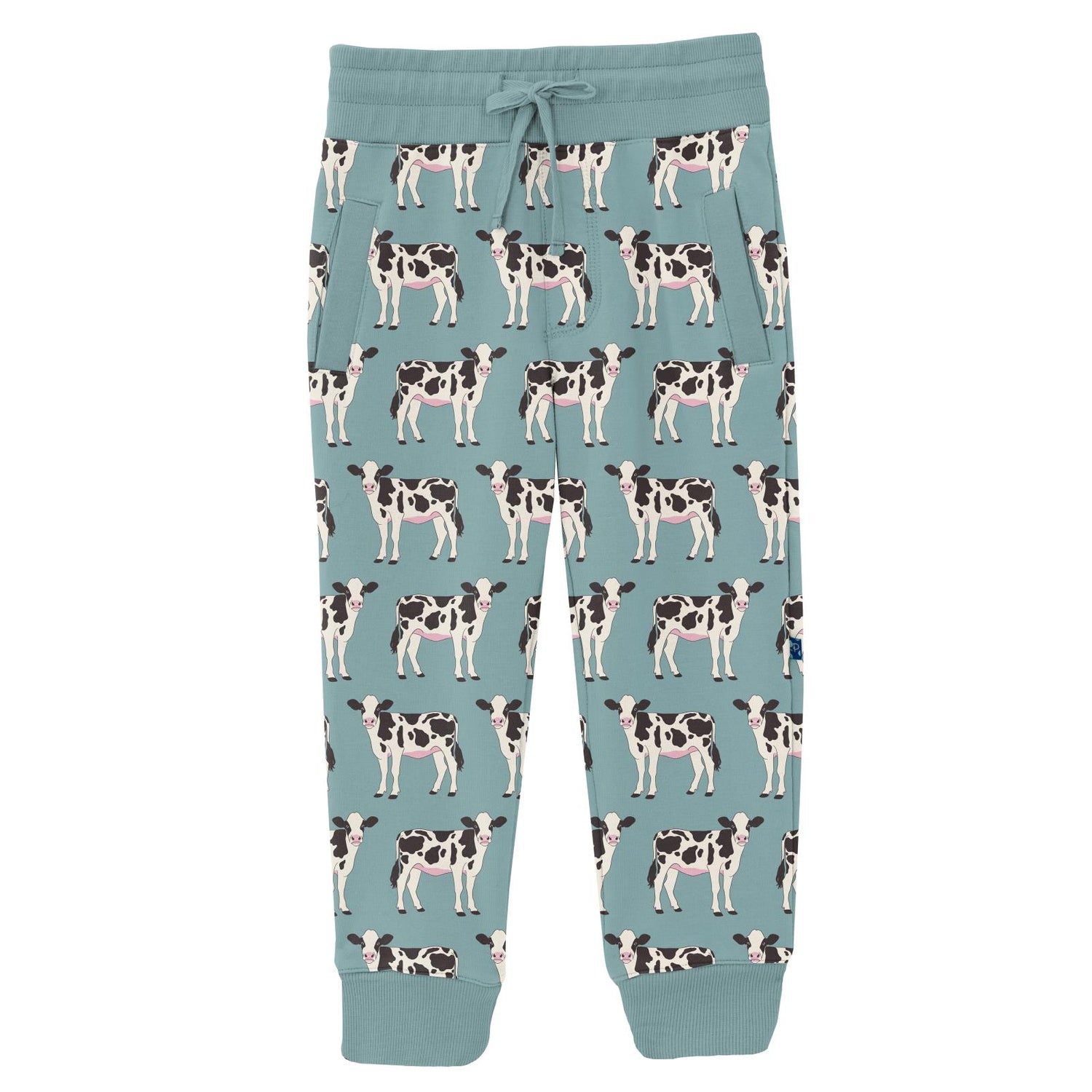 Print Fleece Joggers in Jade Cows (314761)