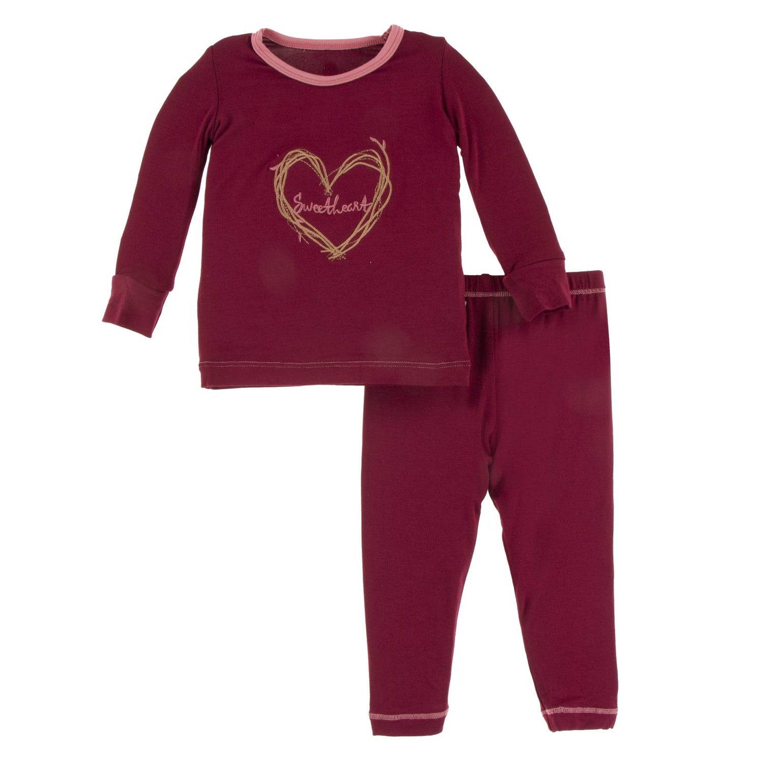 Holiday Long Sleeve Applique Pajama Set in Scarlet Sweetheart Branch (353775)