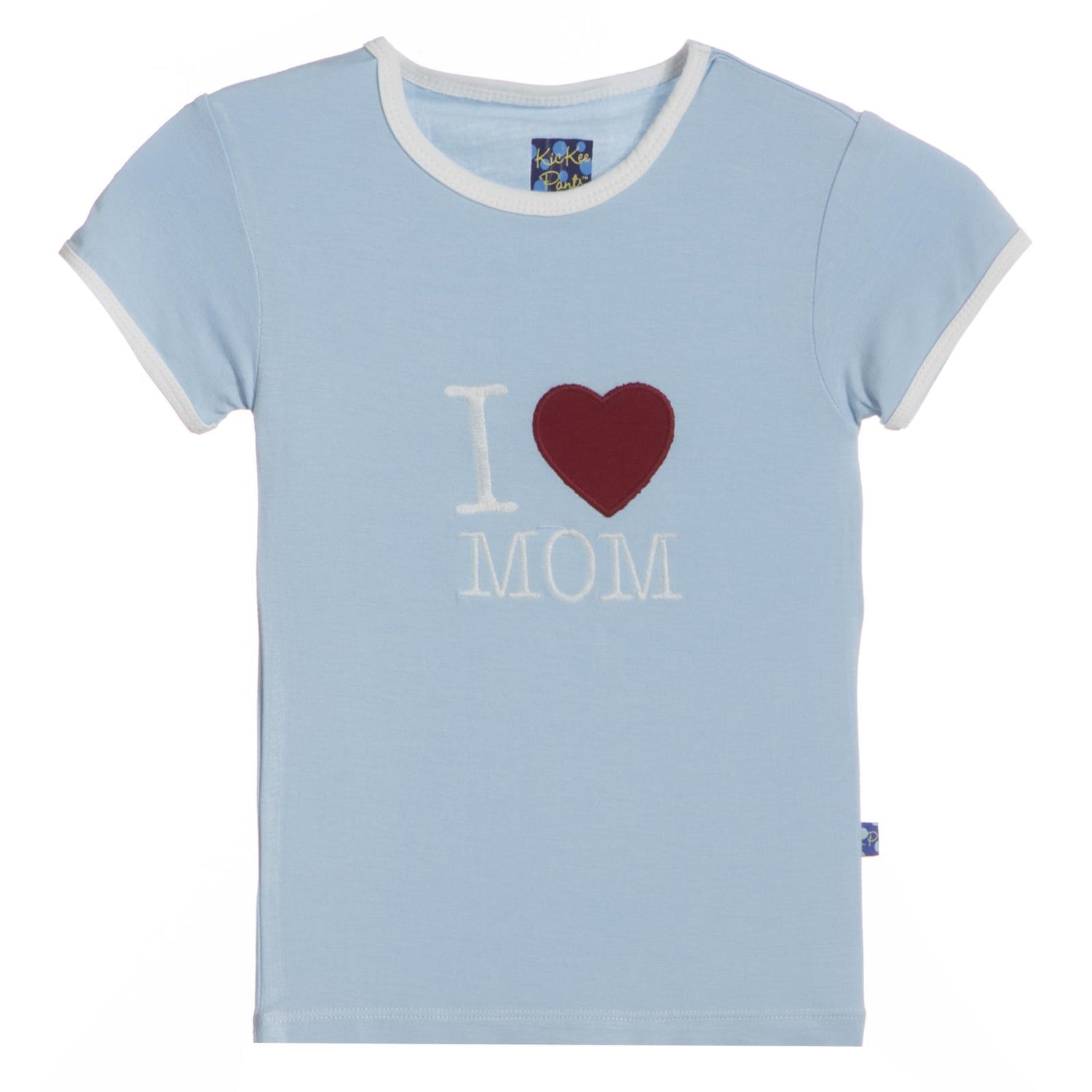 Holiday Short Sleeve Applique Tee in Pond I Love Mom (353837)