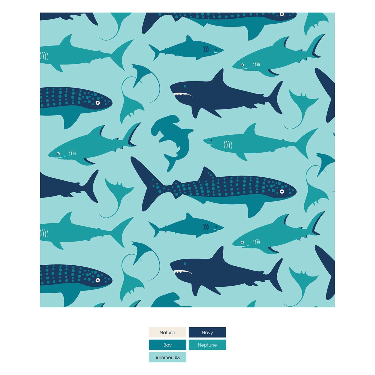 Print Throw Blanket in Summer Sky Sharks