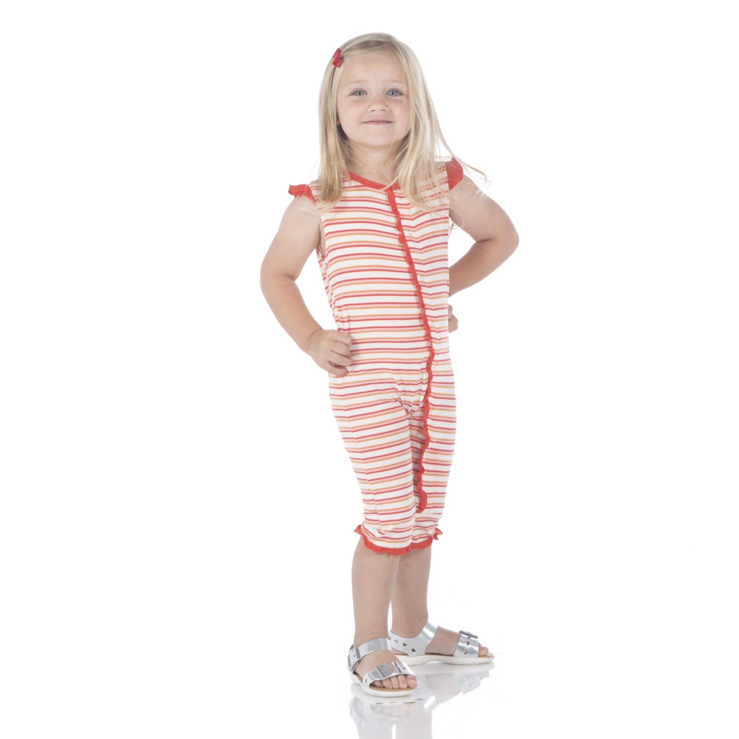 Print Ruffle Tank Coverall in Girl Freshwater Stripe