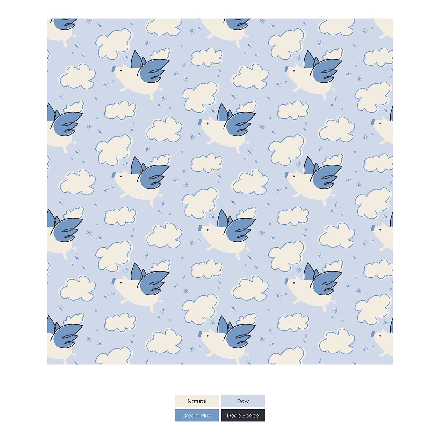 Print Ruffle Toddler Blanket in Dew Flying Pigs