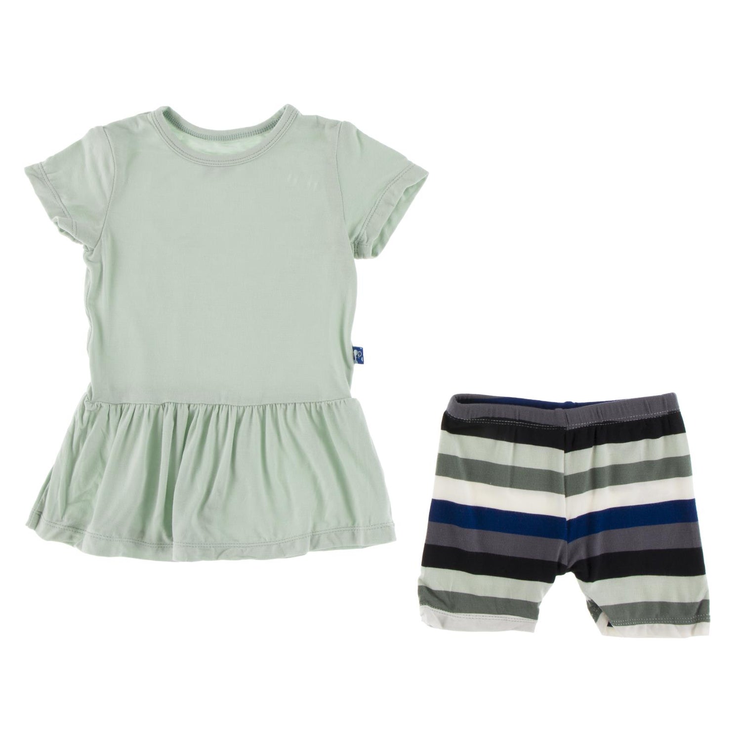 Print Short Sleeve Playtime Outfit Set in Zoology Stripe