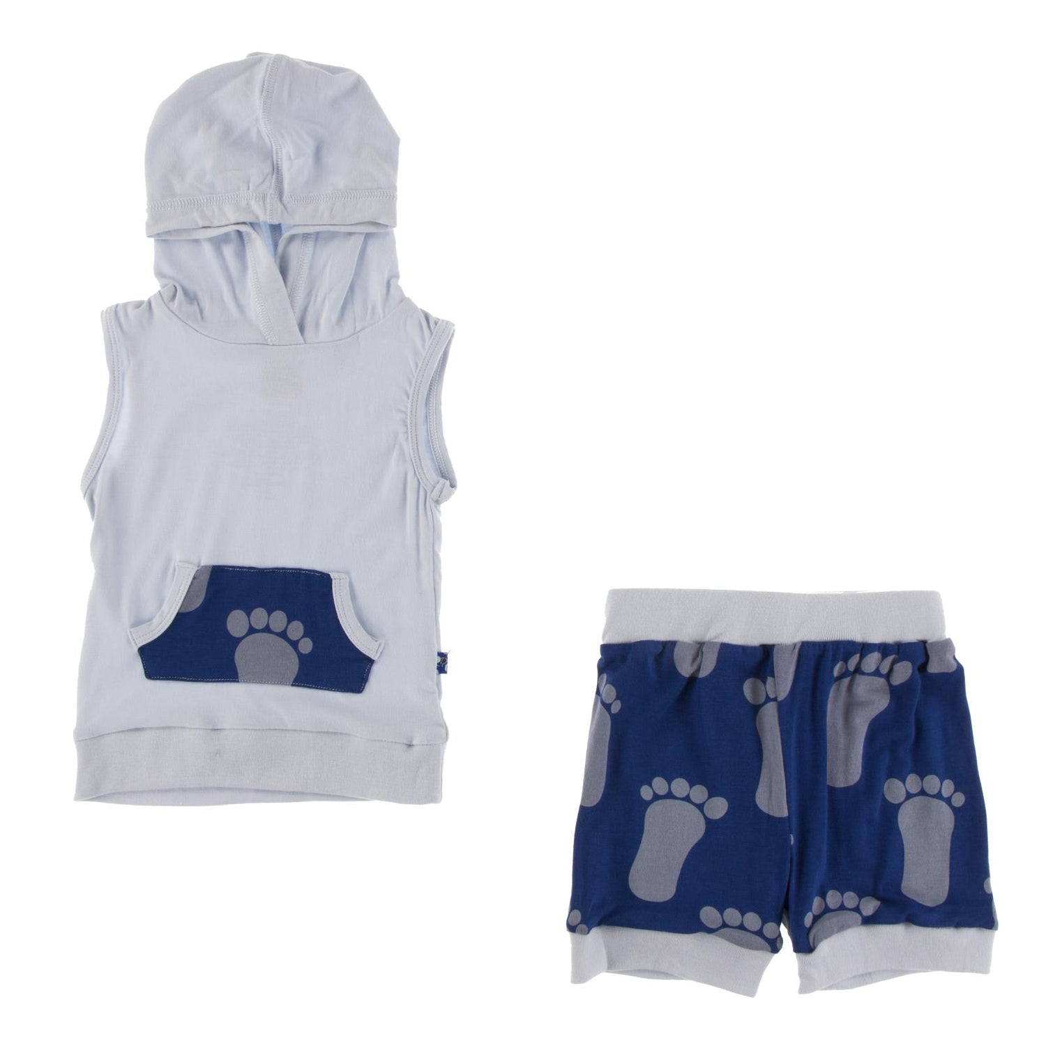 Print Hoodie Tank Outfit Set in Flag Blue Bigfoot