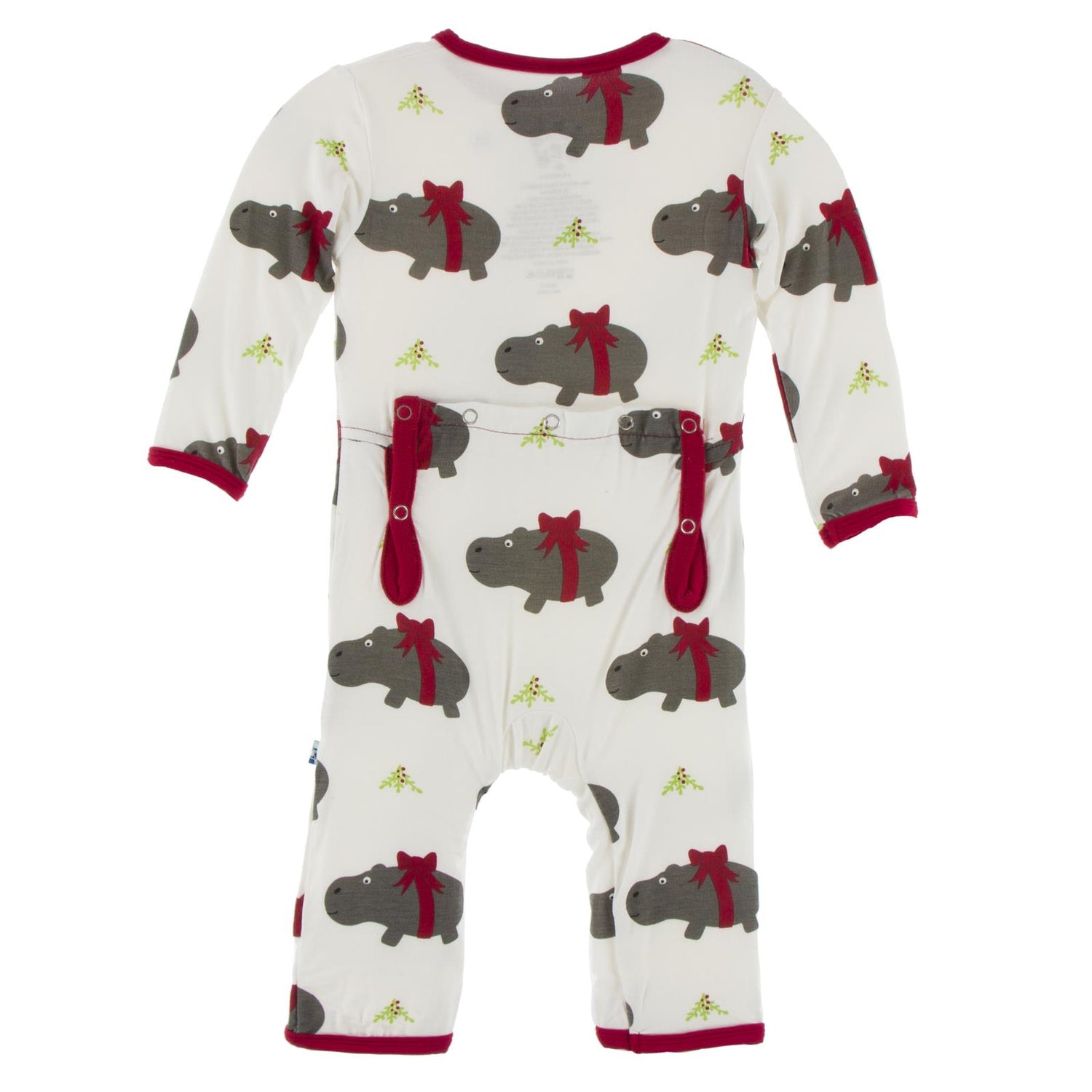 Print Coverall in Natural Christmas Hippo