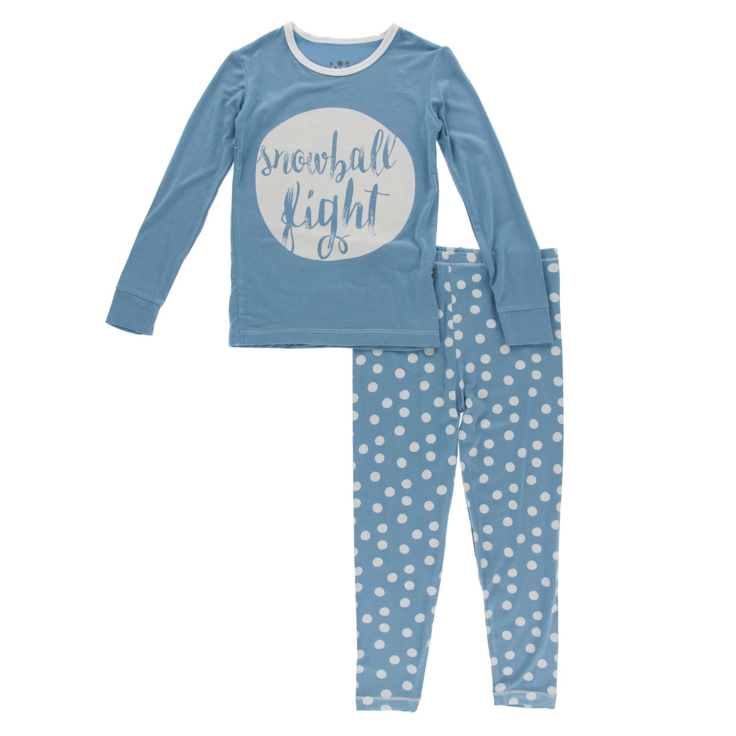 Graphic Long Sleeve Pajama Set in Blue Moon Snowballs