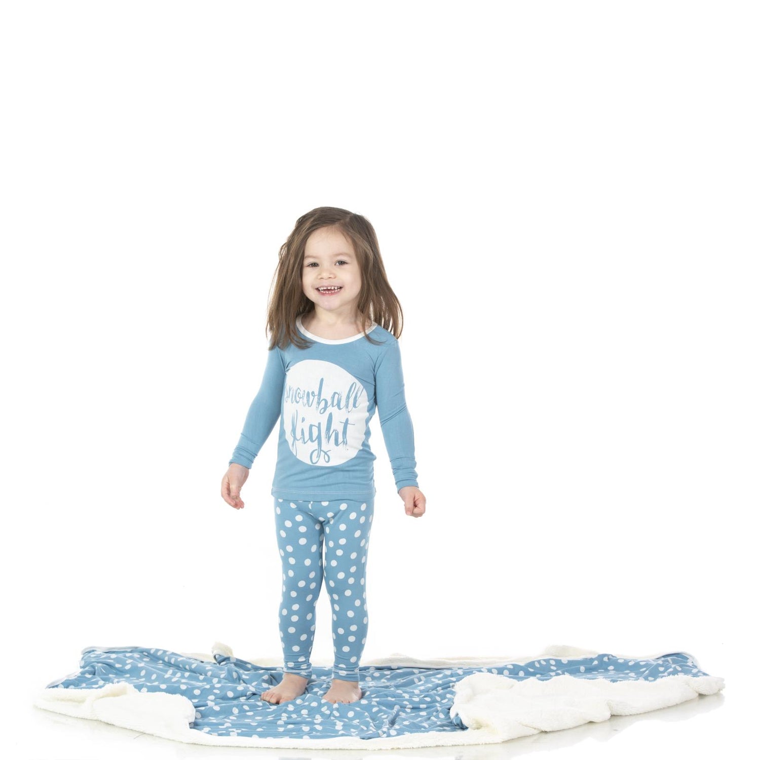 Graphic Long Sleeve Pajama Set in Blue Moon Snowballs