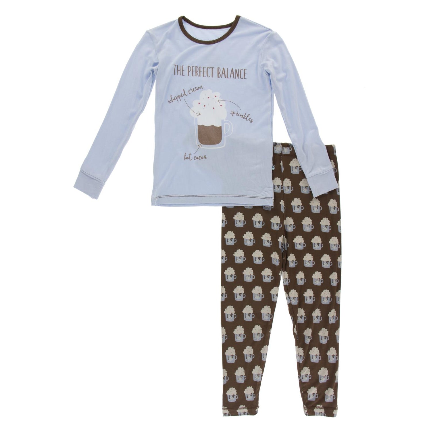 Graphic Long Sleeve Pajama Set in Hot Cocoa