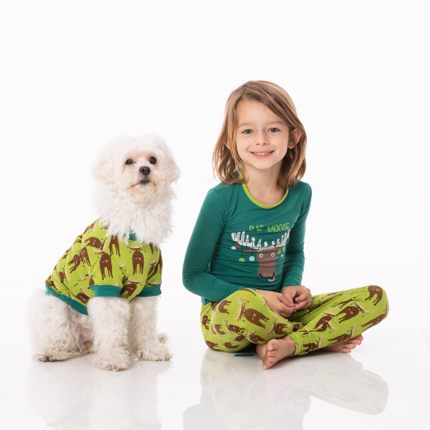 Graphic Long Sleeve Pajama Set in Meadow Bad Moose