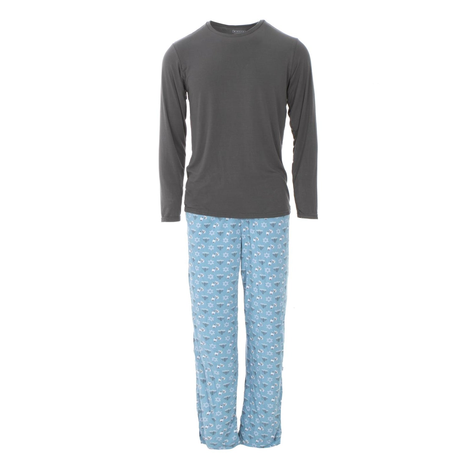 Men's Long Sleeve Pajama Set in Blue Moon Hanukkah