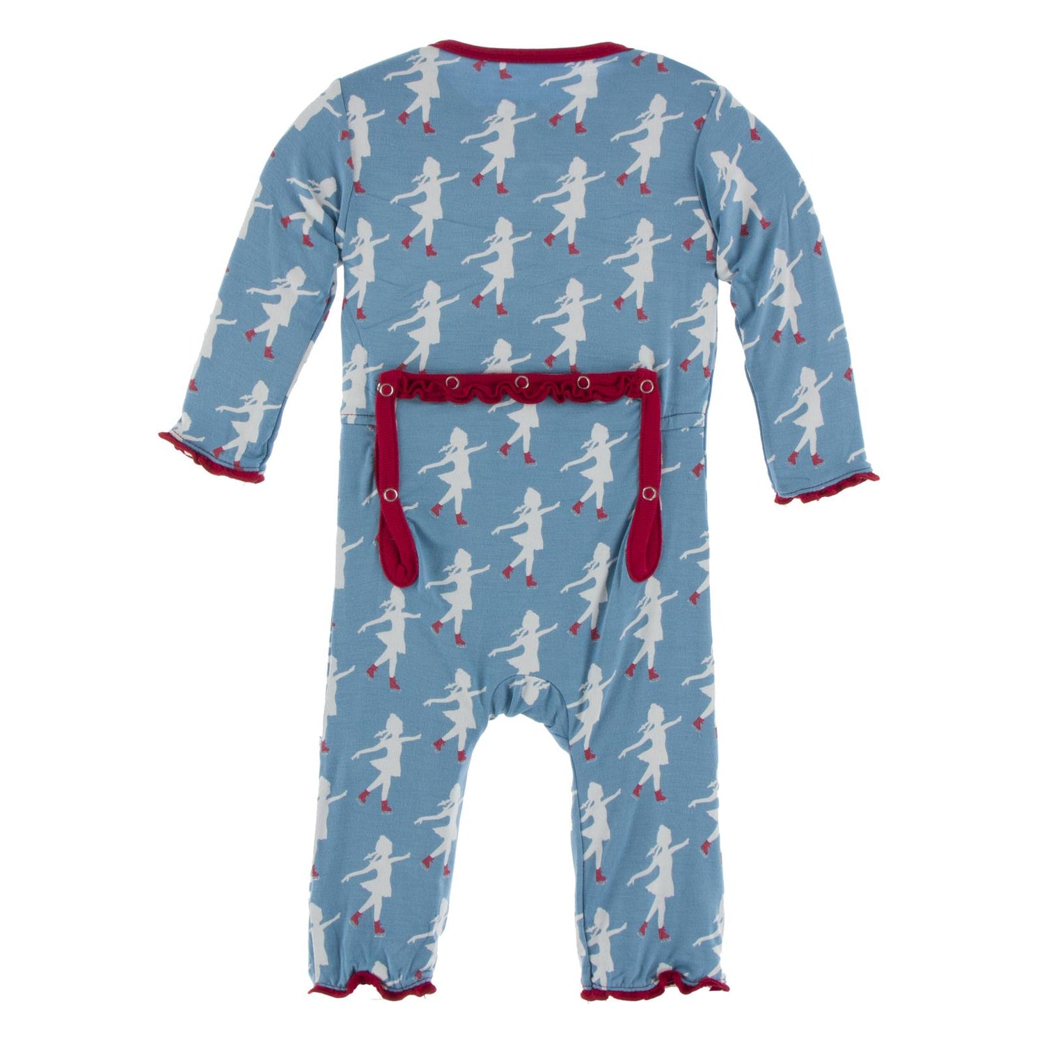 Print Muffin Ruffle Coverall with Snaps in Blue Moon Ice Skater