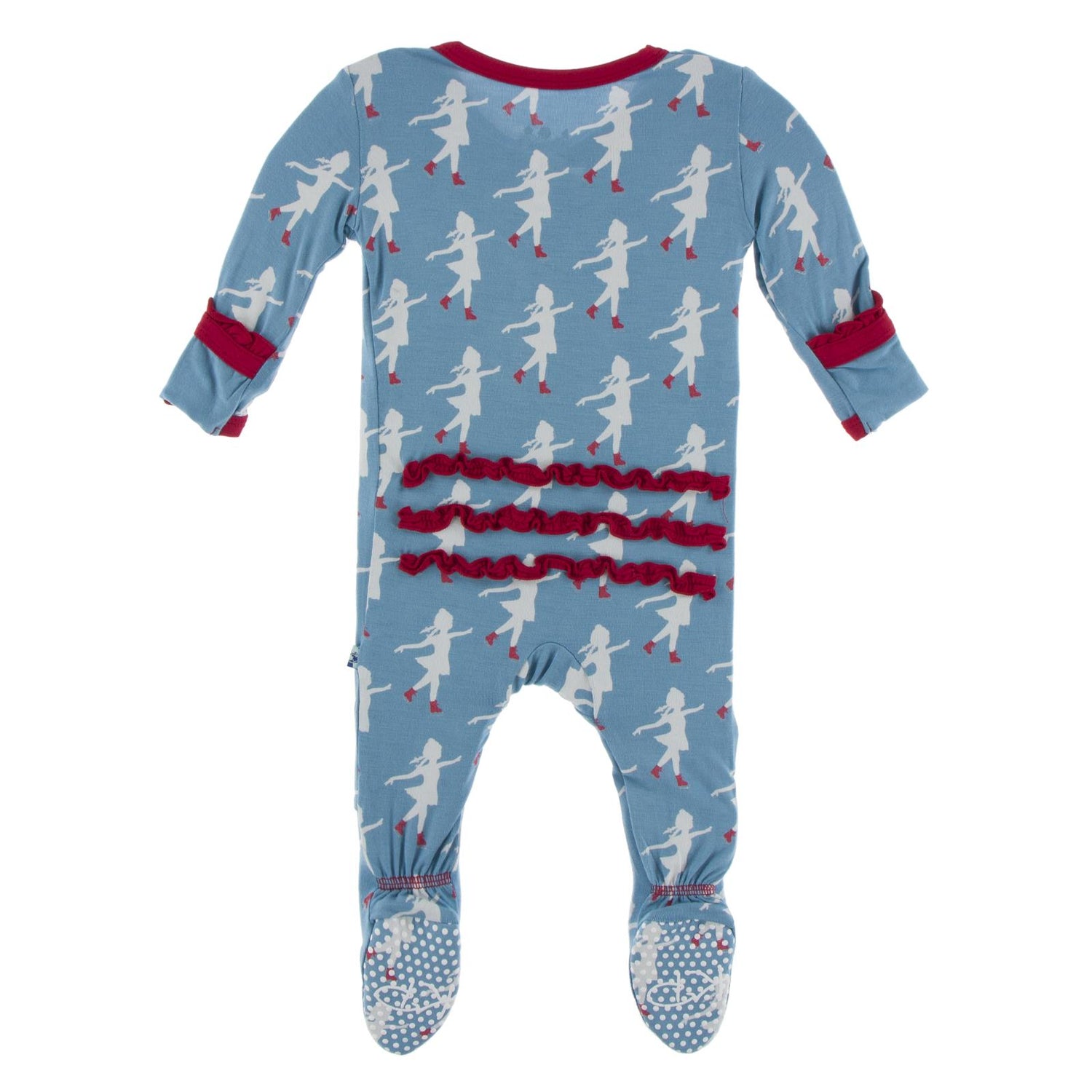 Print Muffin Ruffle Footie with Snaps in Blue Moon Ice Skater