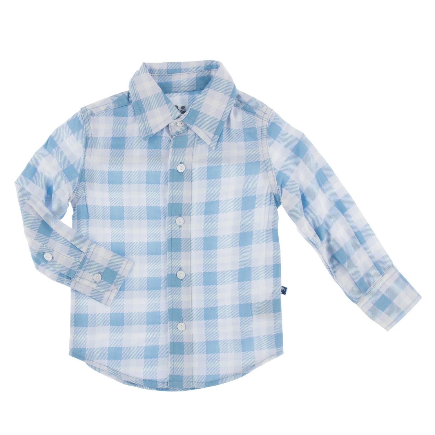 Print Long Sleeve Woven Button Down Shirt in Blue Moon Holiday Plaid