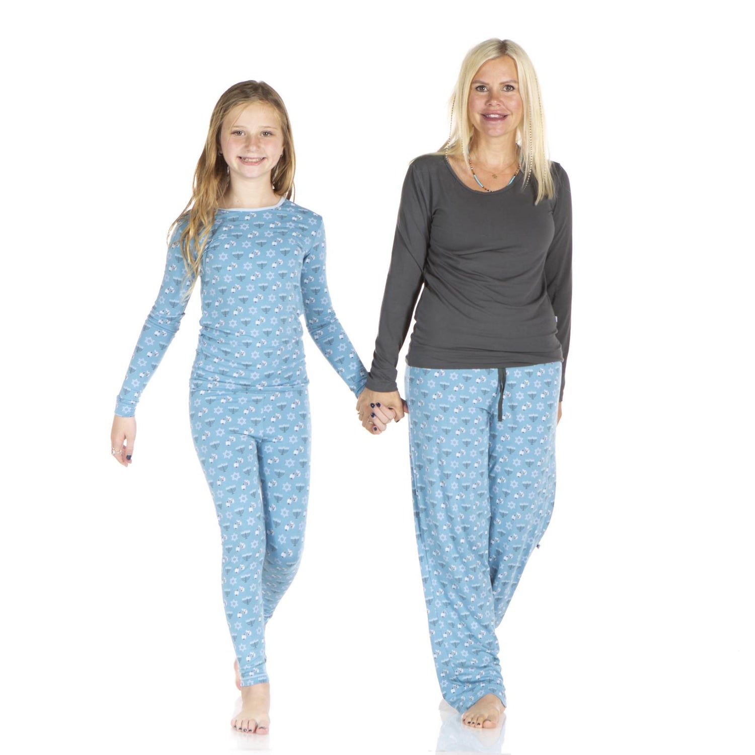 Long Sleeve Relaxed Tee & Pant Set in Blue Moon Hanukkah