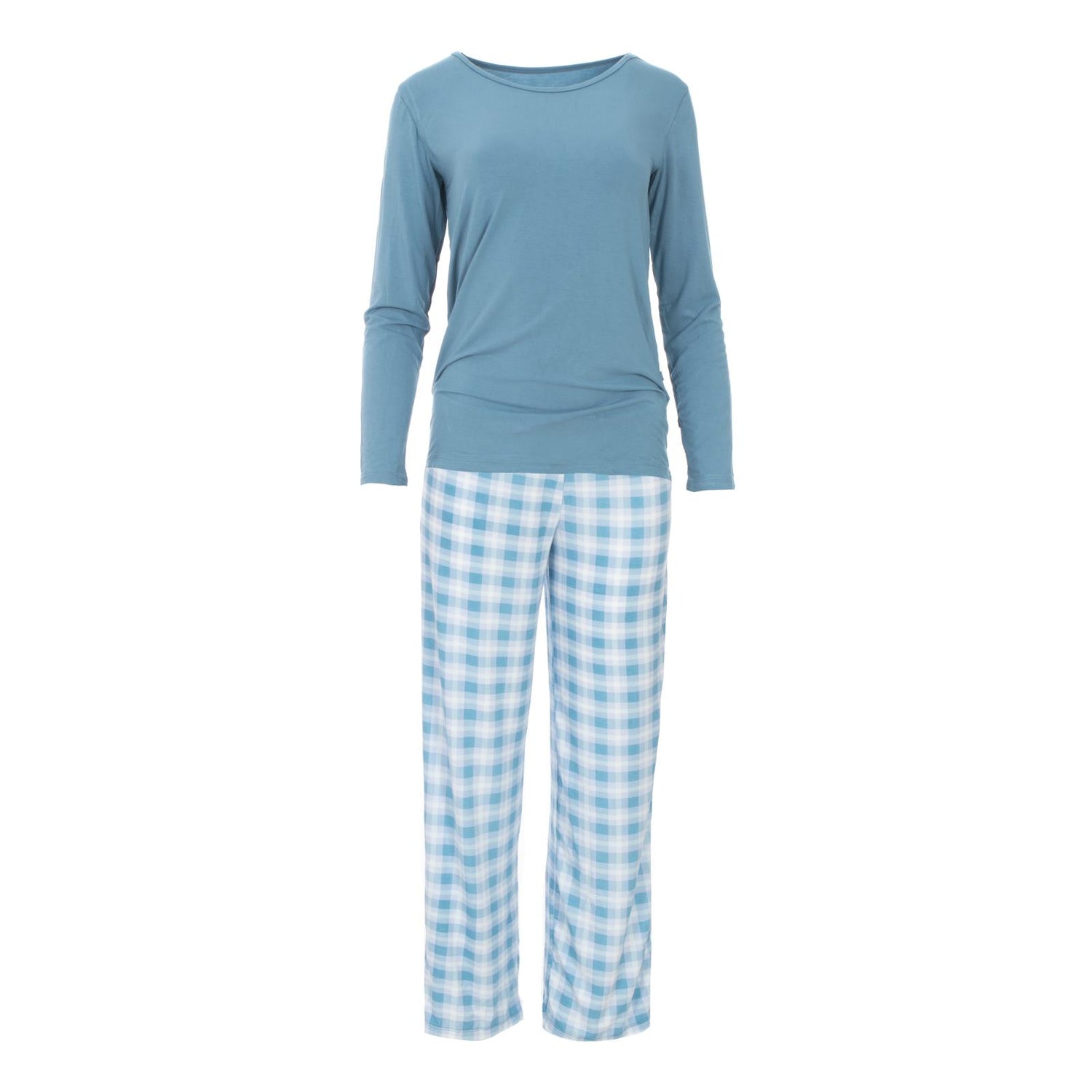 Long Sleeve Relaxed Tee & Pant Set in Blue Moon Holiday Plaid