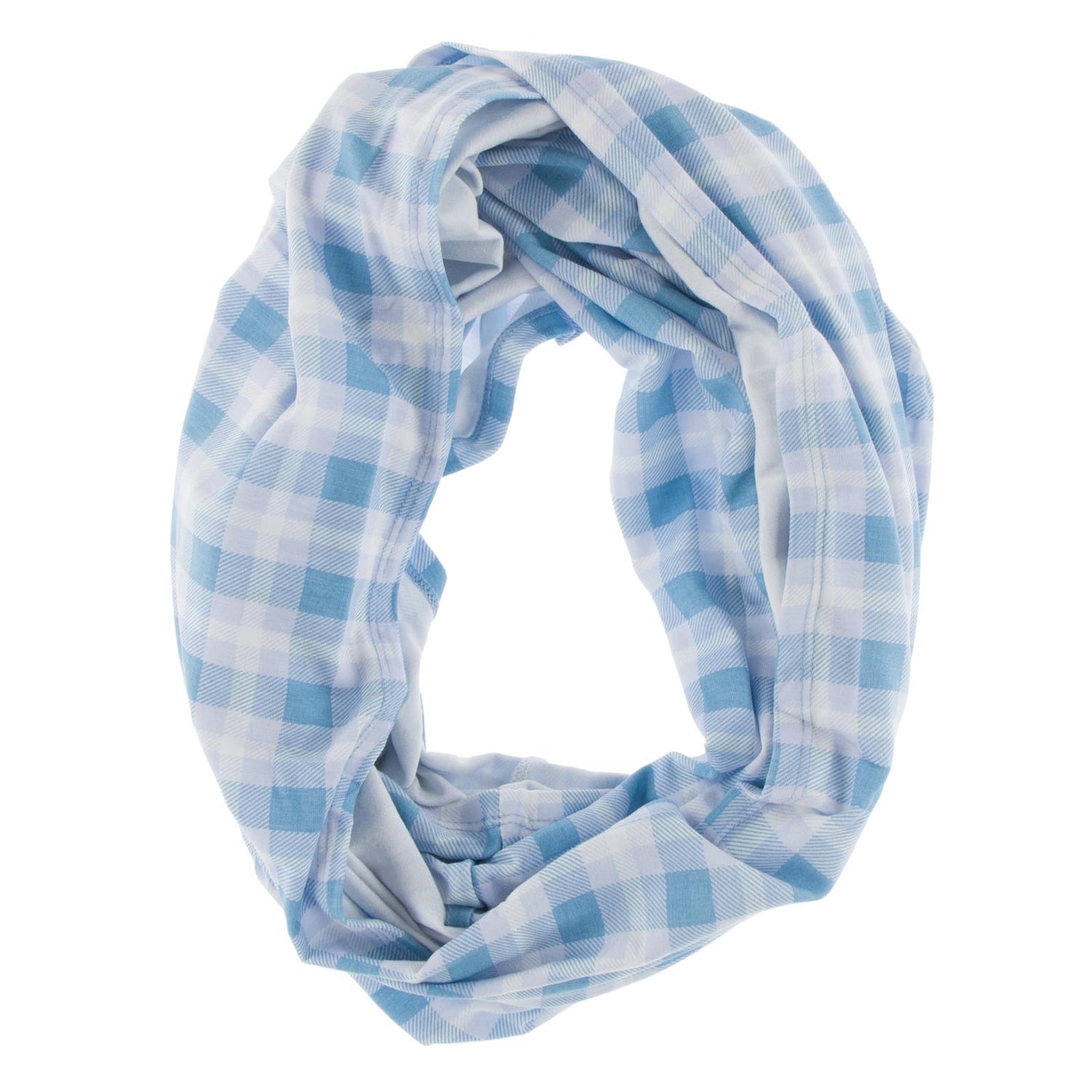 Print Single Layer Circle Scarf in Blue Moon Holiday Plaid