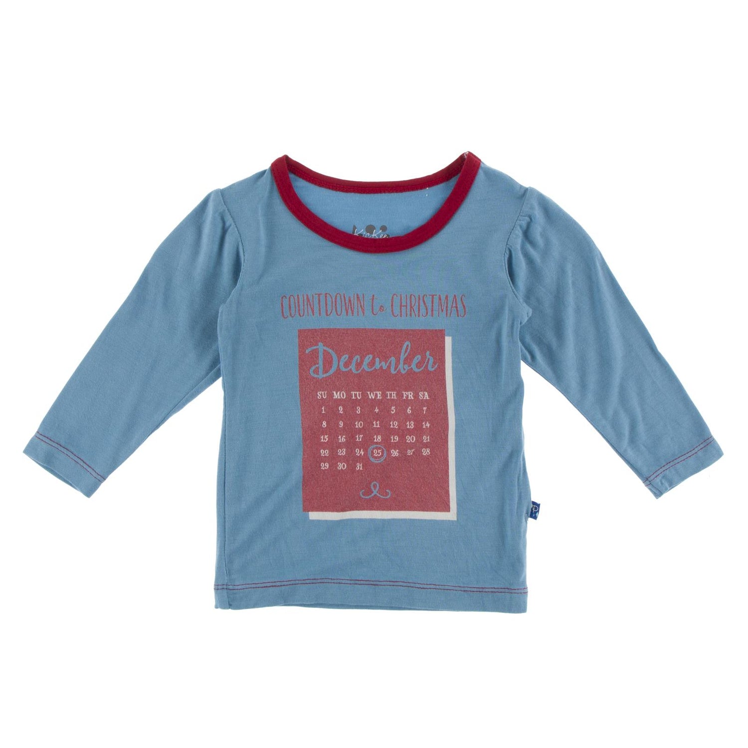 Long Sleeve Graphic Puff Tee in Blue Moon Countdown to Christmas