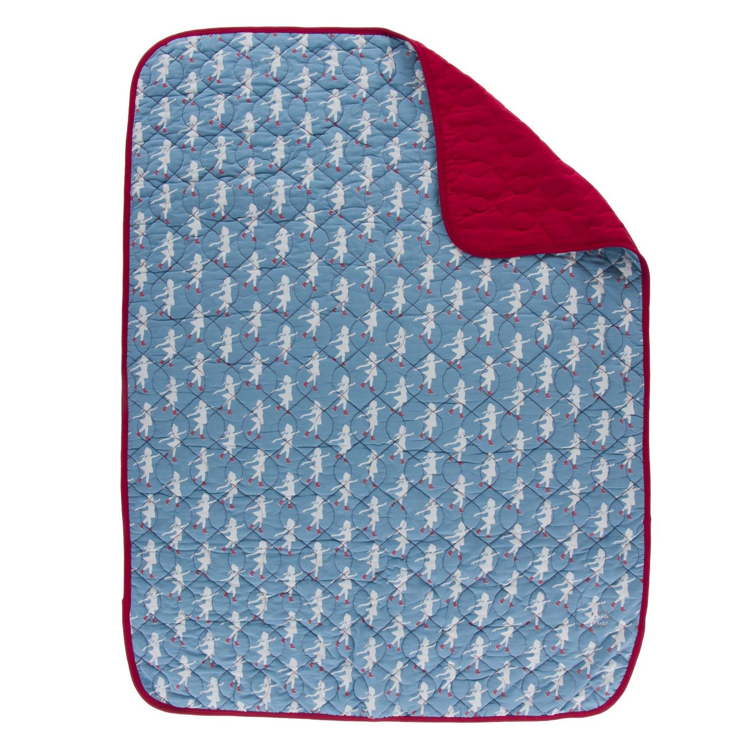 Quilted Stroller Blanket in Blue Moon Ice Skater/Crimson