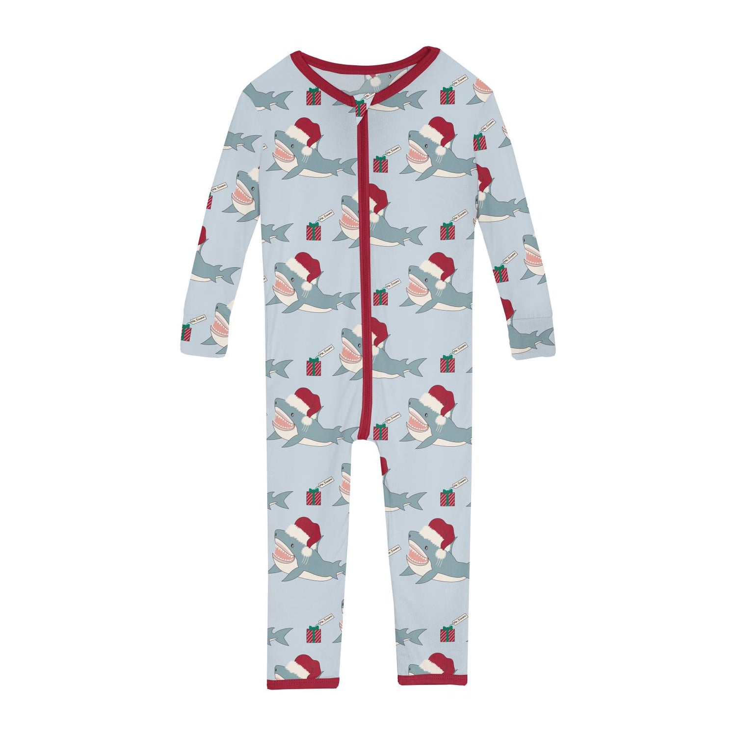 Print Convertible Sleeper with Zipper in Illusion Blue Holiday Sharks