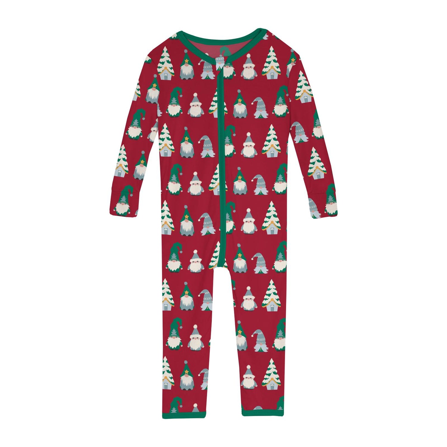 Print Convertible Sleeper with Zipper in Crimson Gnomes