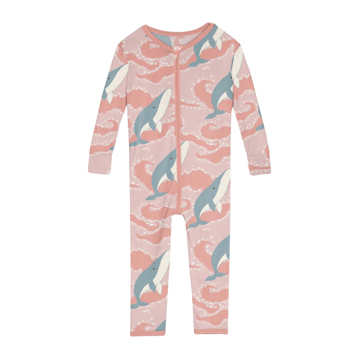 Print Convertible Sleeper with Zipper in Baby Rose Splashing Whales