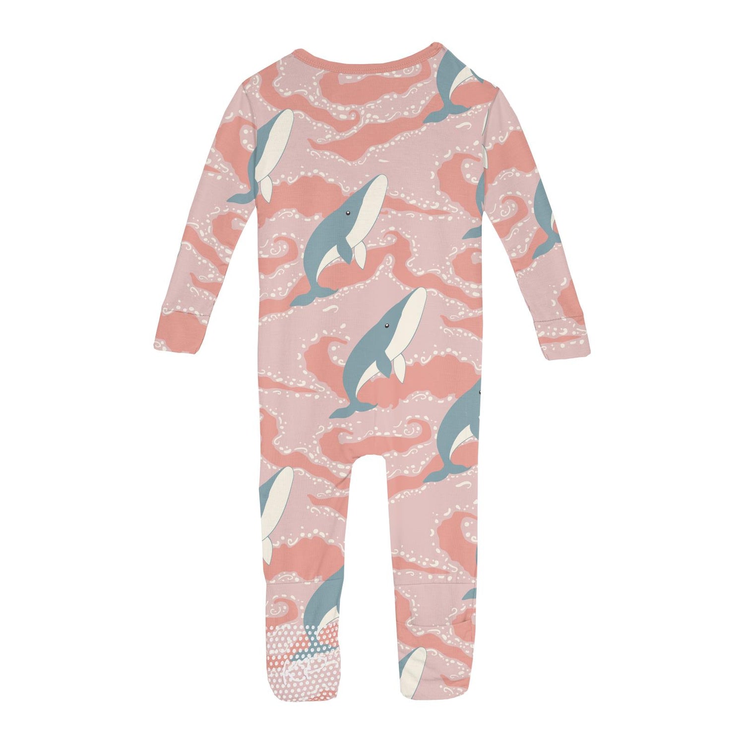 Print Convertible Sleeper with Zipper in Baby Rose Splashing Whales