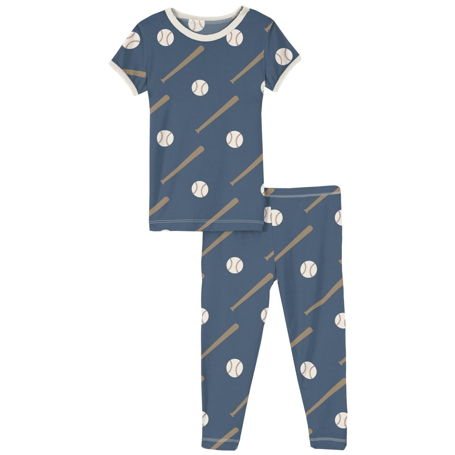 Print Short Sleeve Pajama Set in Deep Sea Baseball (128852)