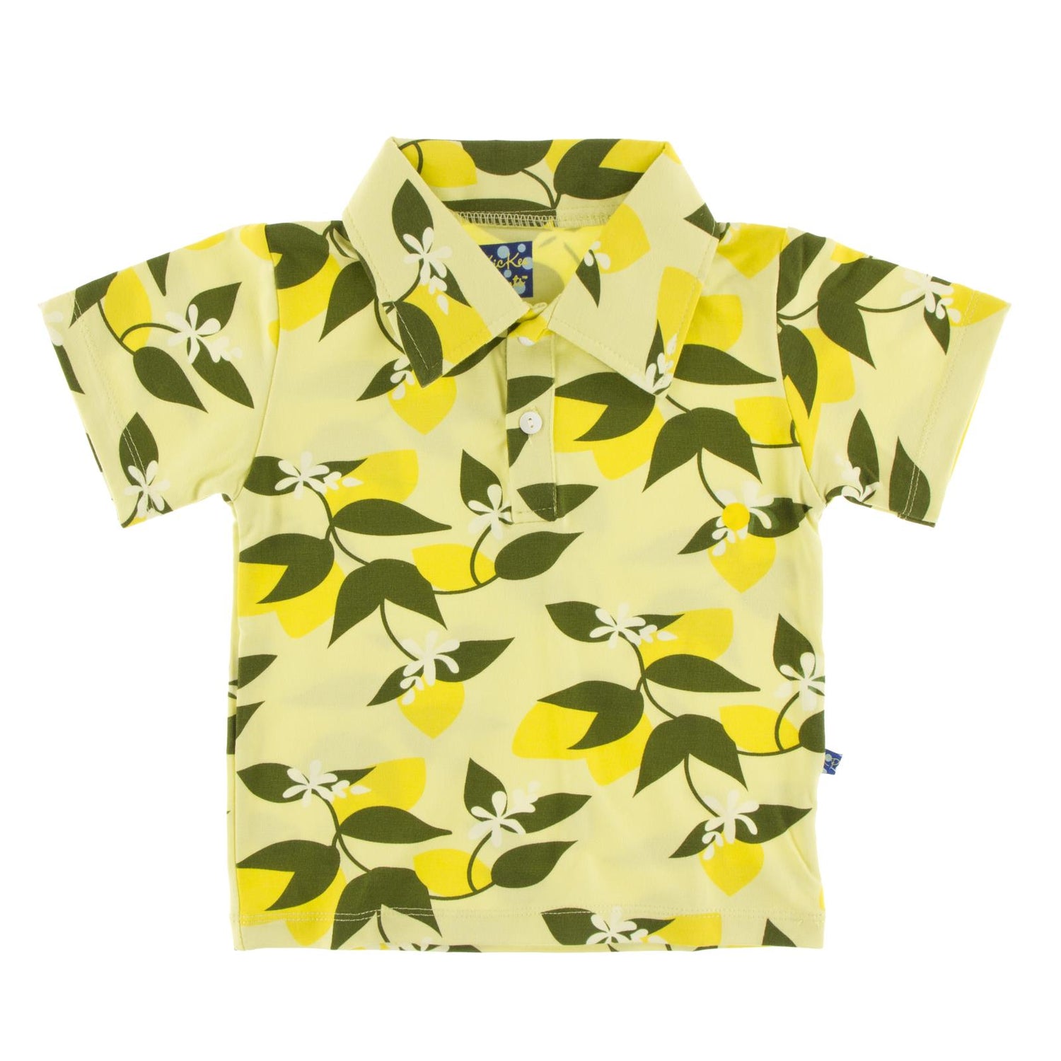 Print Short Sleeve Luxe Jersey Polo in Lime Blossom Lemon Tree