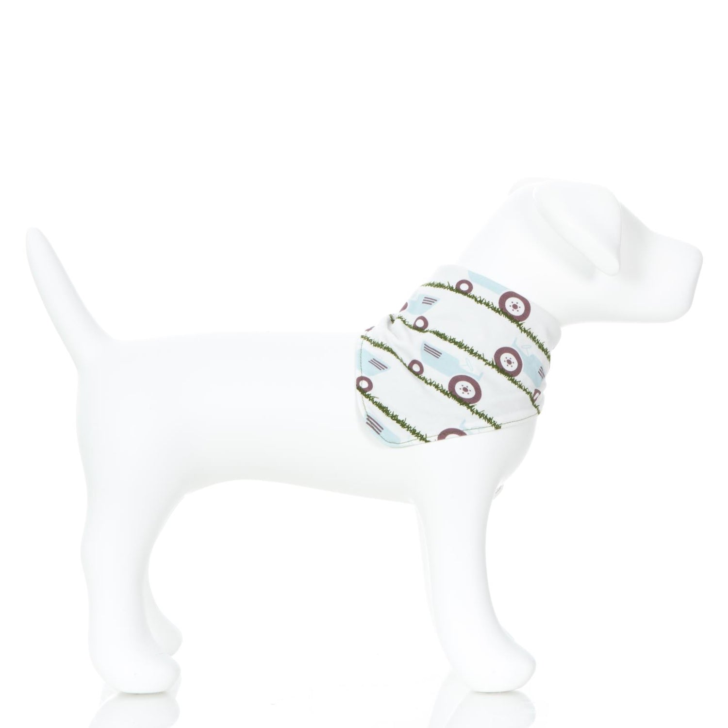 Print Dog Bandana in Natural Tractor and Grass