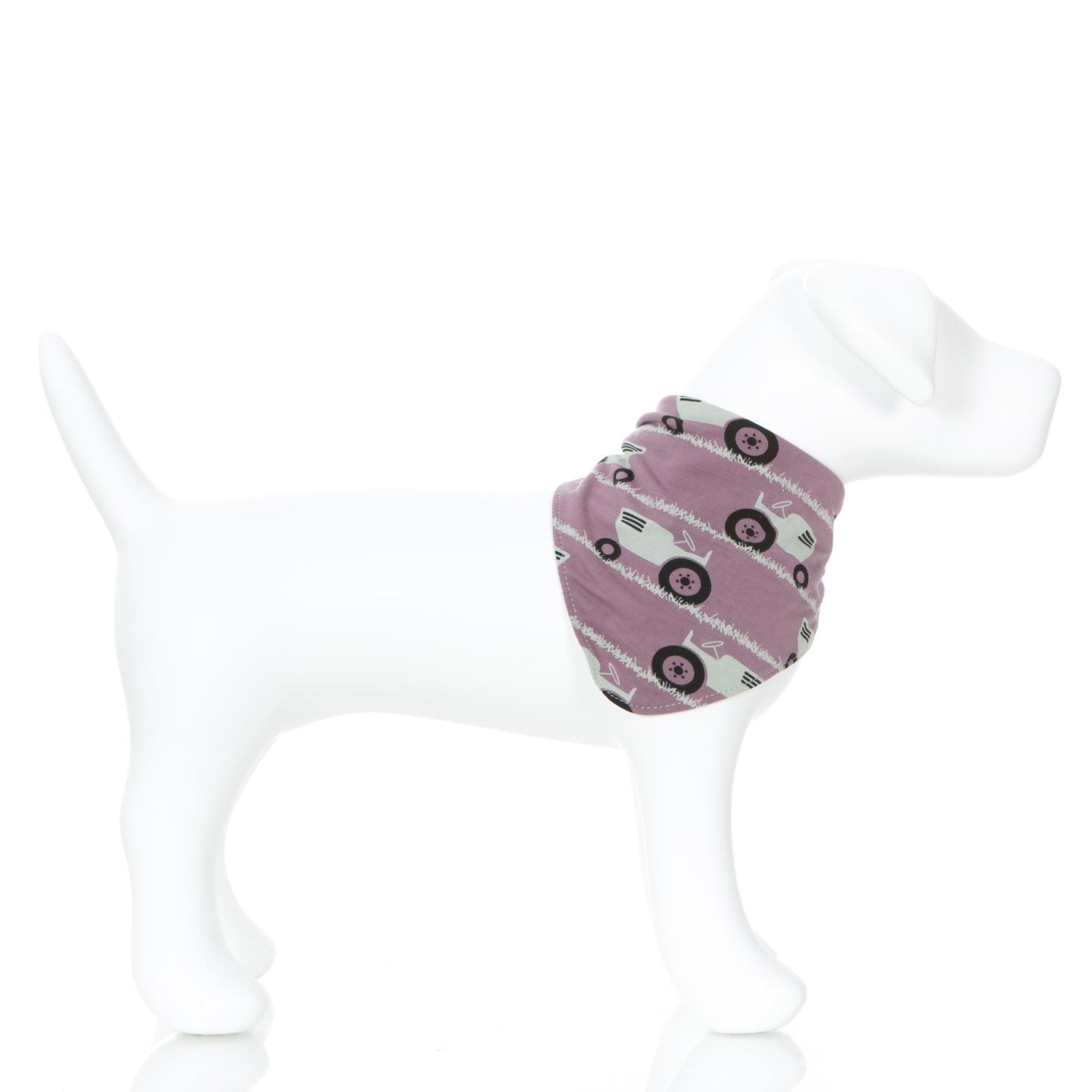 Print Dog Bandana in Raisin Tractor and Grass