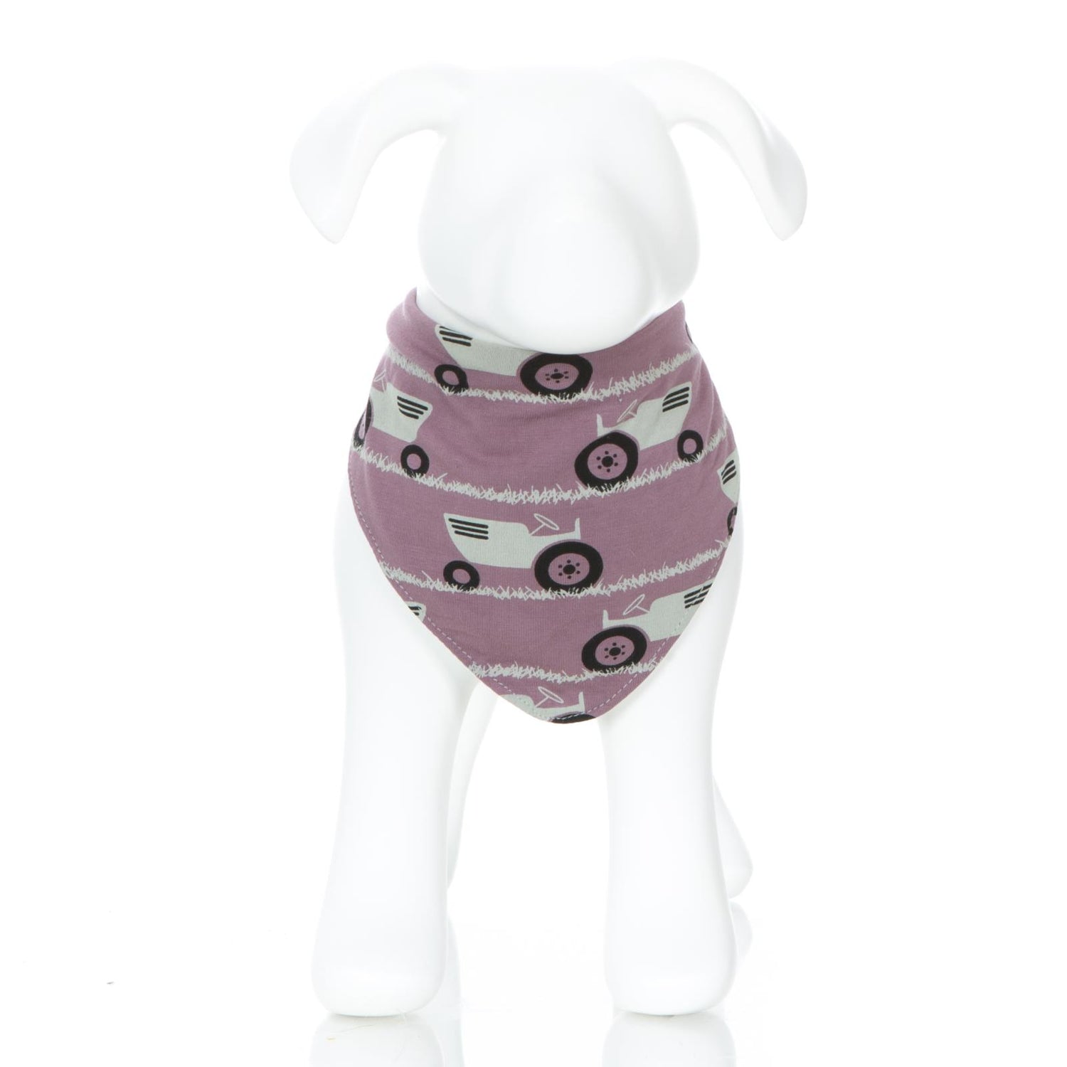 Print Dog Bandana in Raisin Tractor and Grass