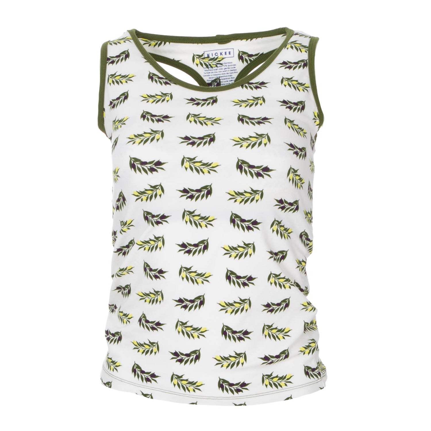 Print Women's Luxe Tank in Natural Olive Branch