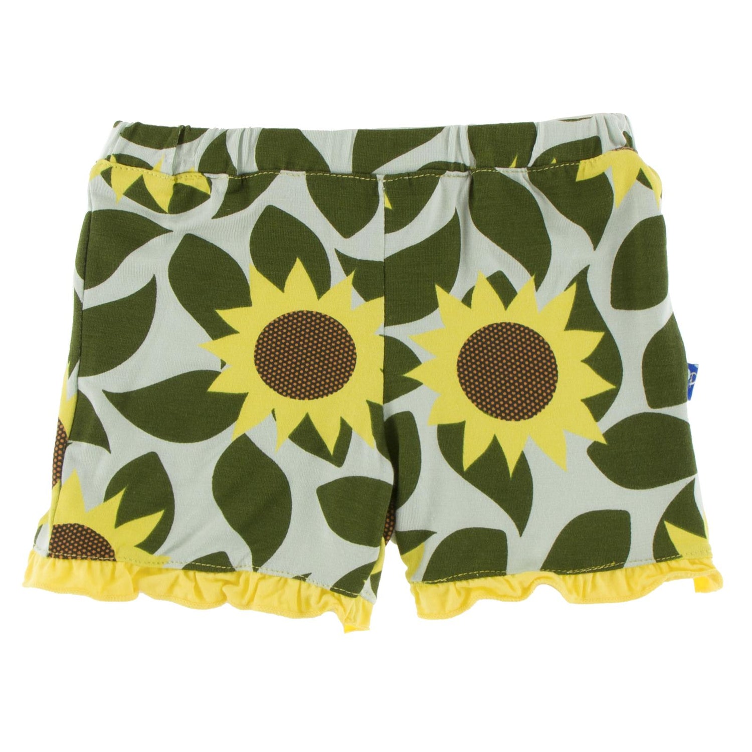 Print Ruffle Short in Aloe Sunflower