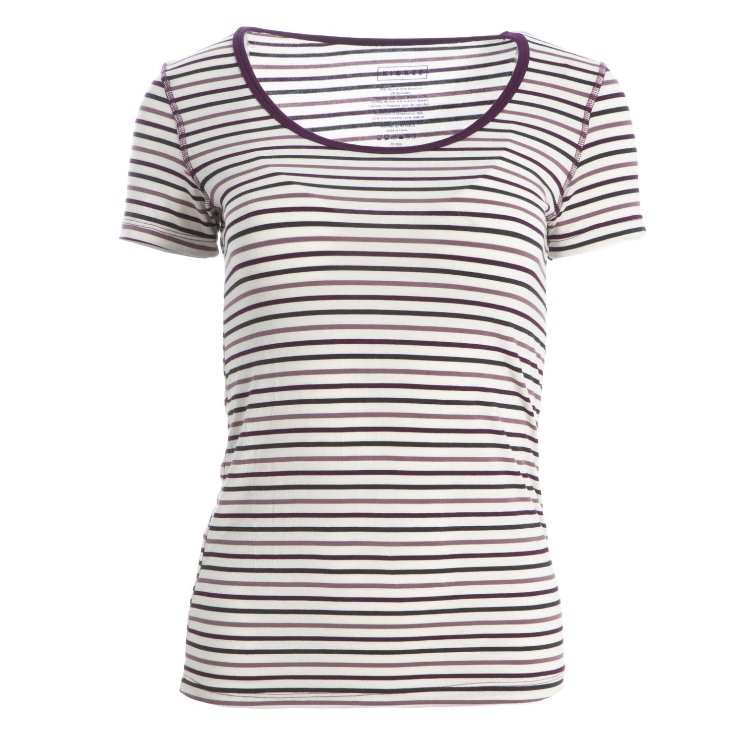 Print Short Sleeve Scoop Neck Tee in Tuscan Vineyard Stripe