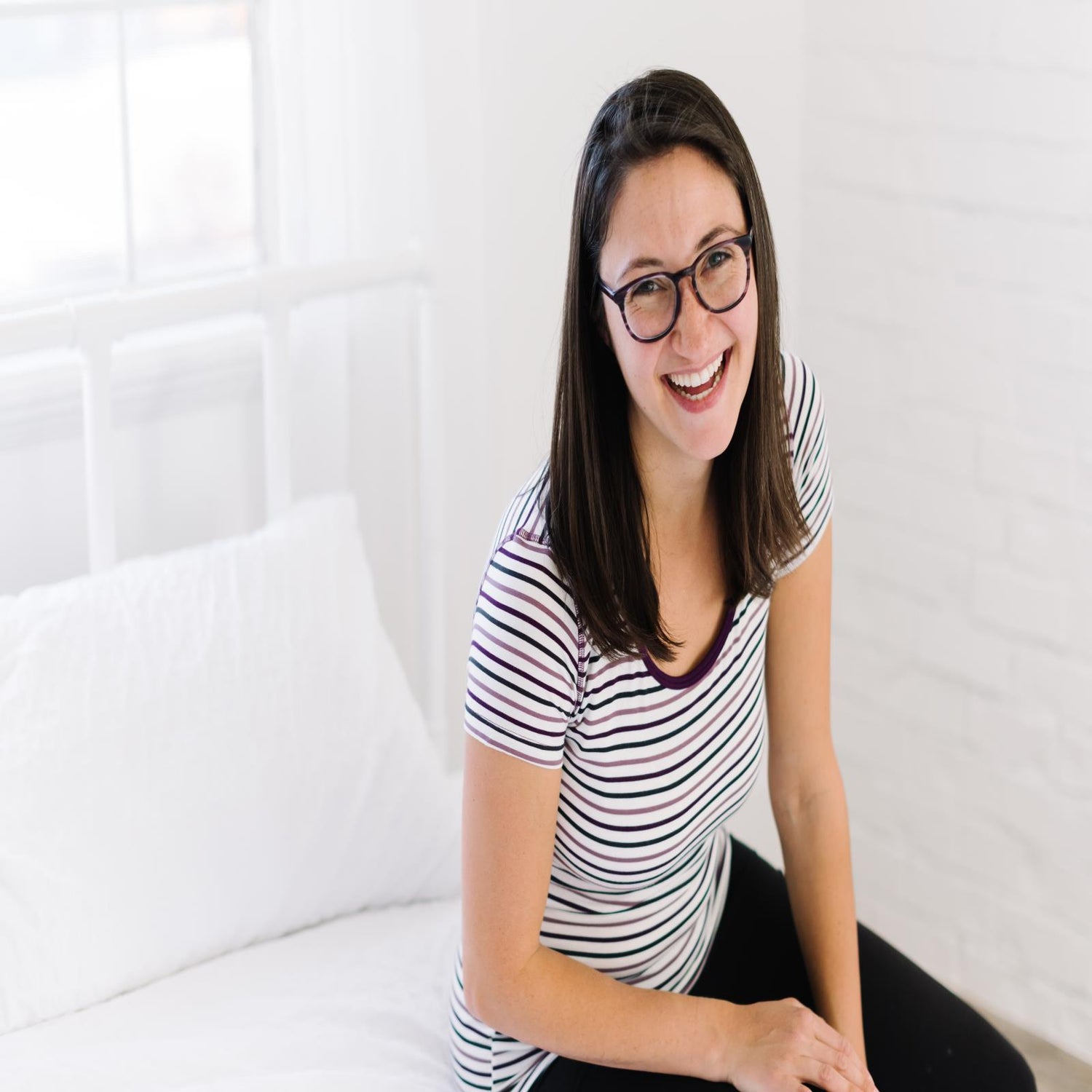 Print Short Sleeve Scoop Neck Tee in Tuscan Vineyard Stripe