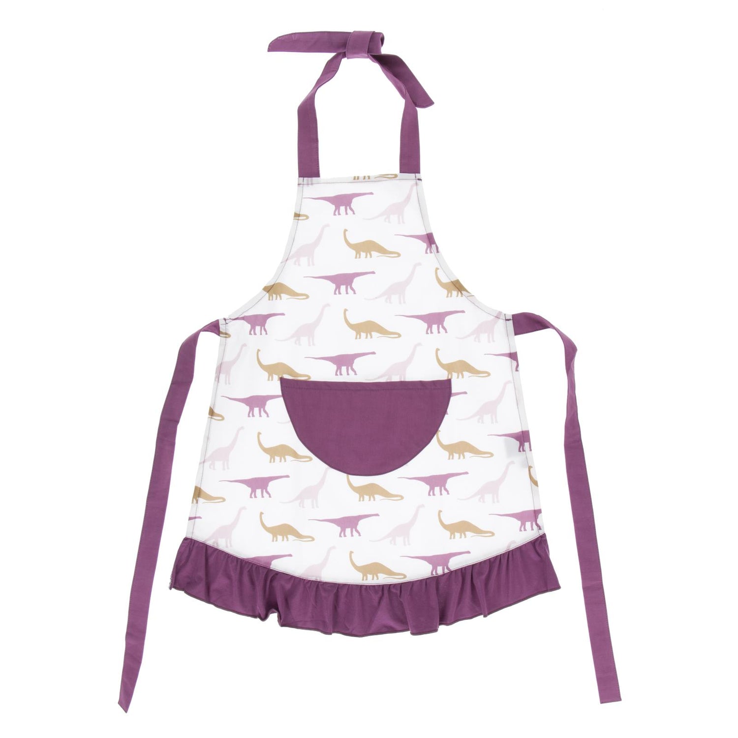 Print Ruffle Apron in Natural Sauropods (102947)