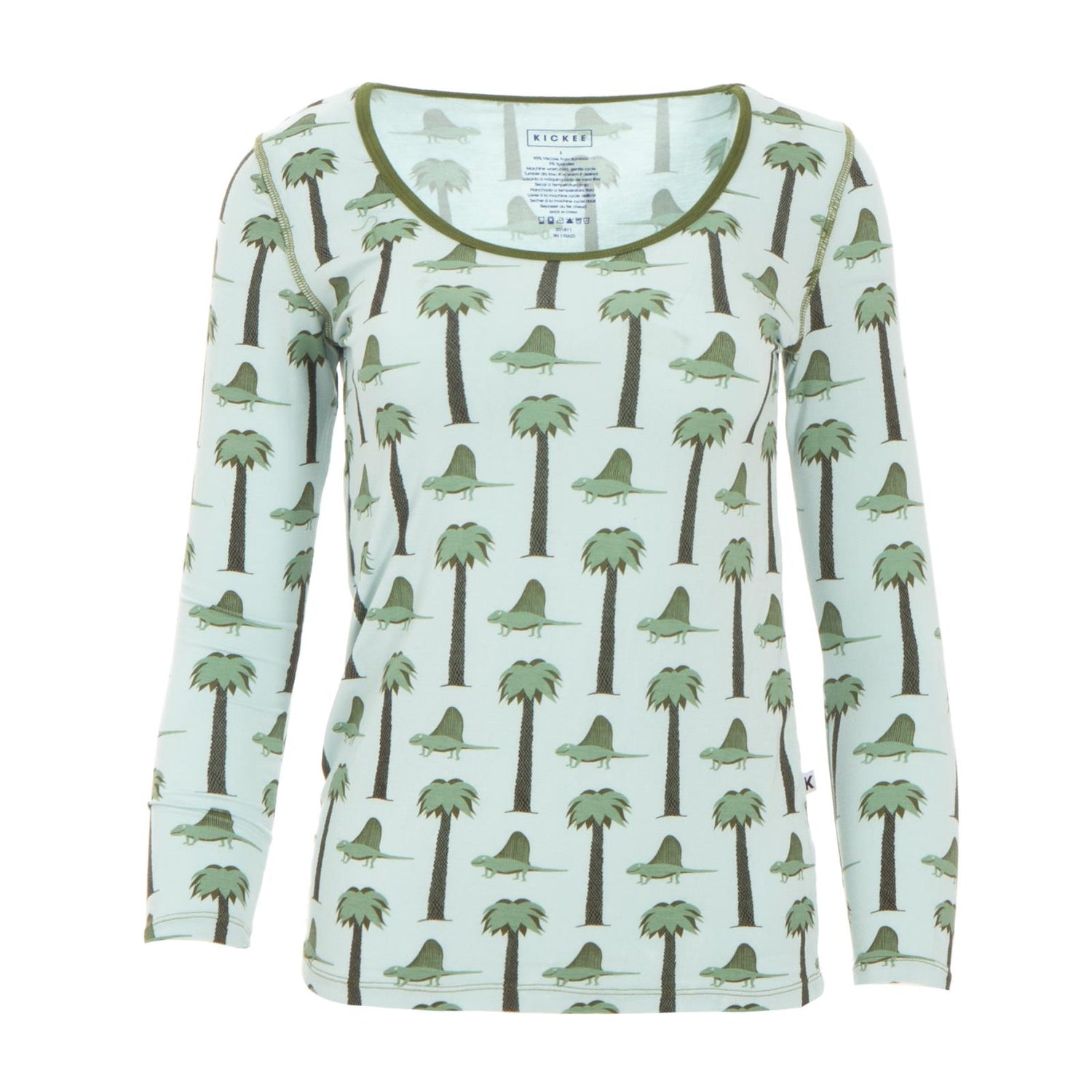 Print Long Sleeve Scoop Neck Tee in Dimetrodon