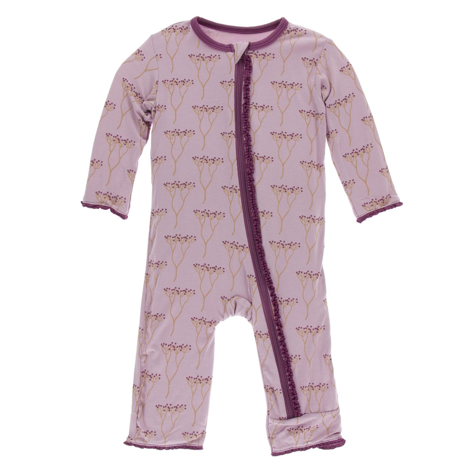 Print Muffin Ruffle Coverall with Zipper in Cooksonia