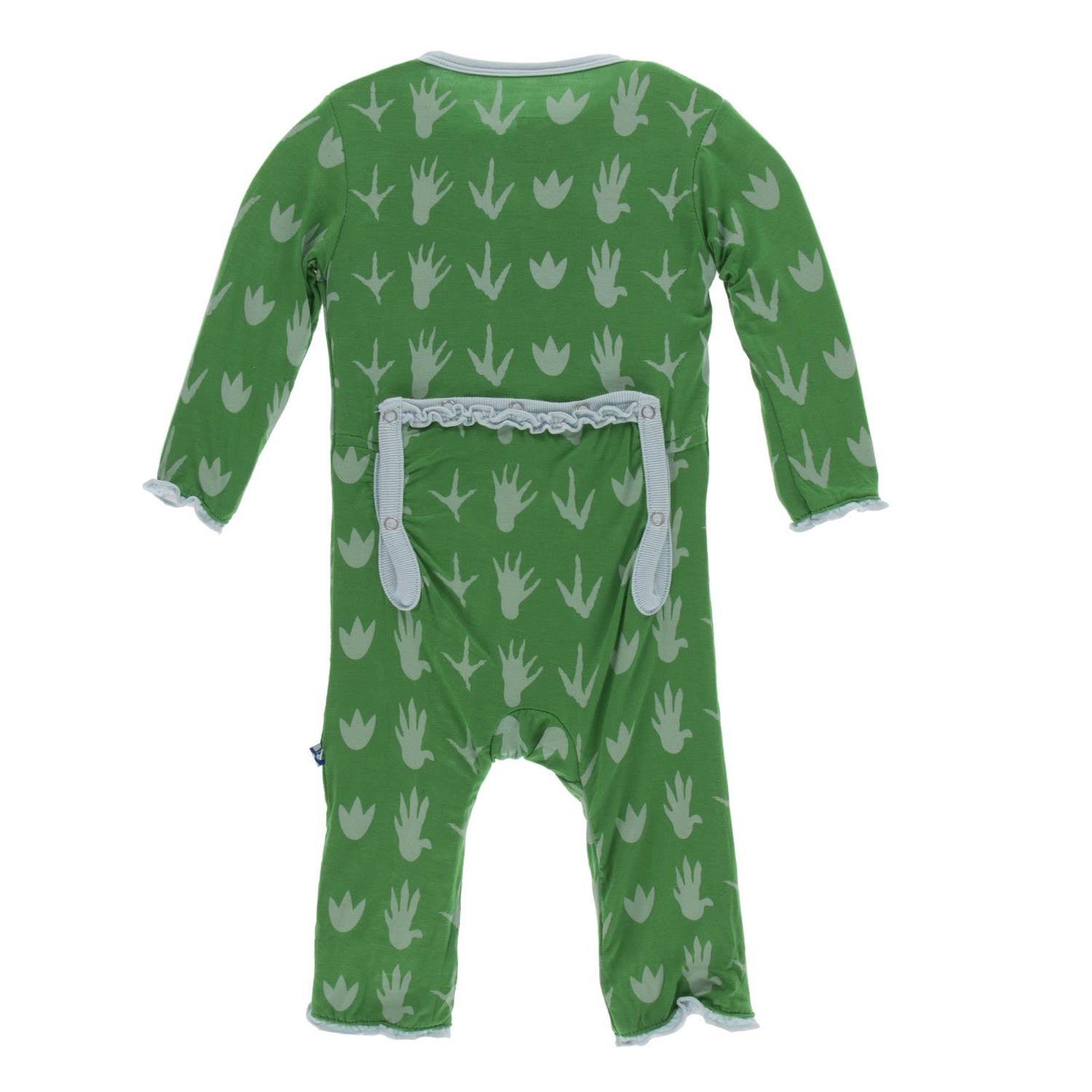 Print Muffin Ruffle Coverall with Zipper in Dino Tracks