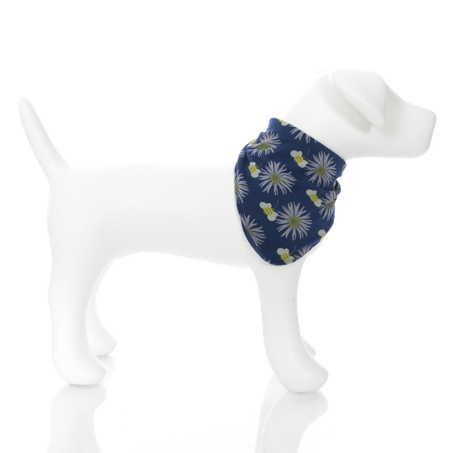 Print Dog Bandana in Navy Cornflower and Bee