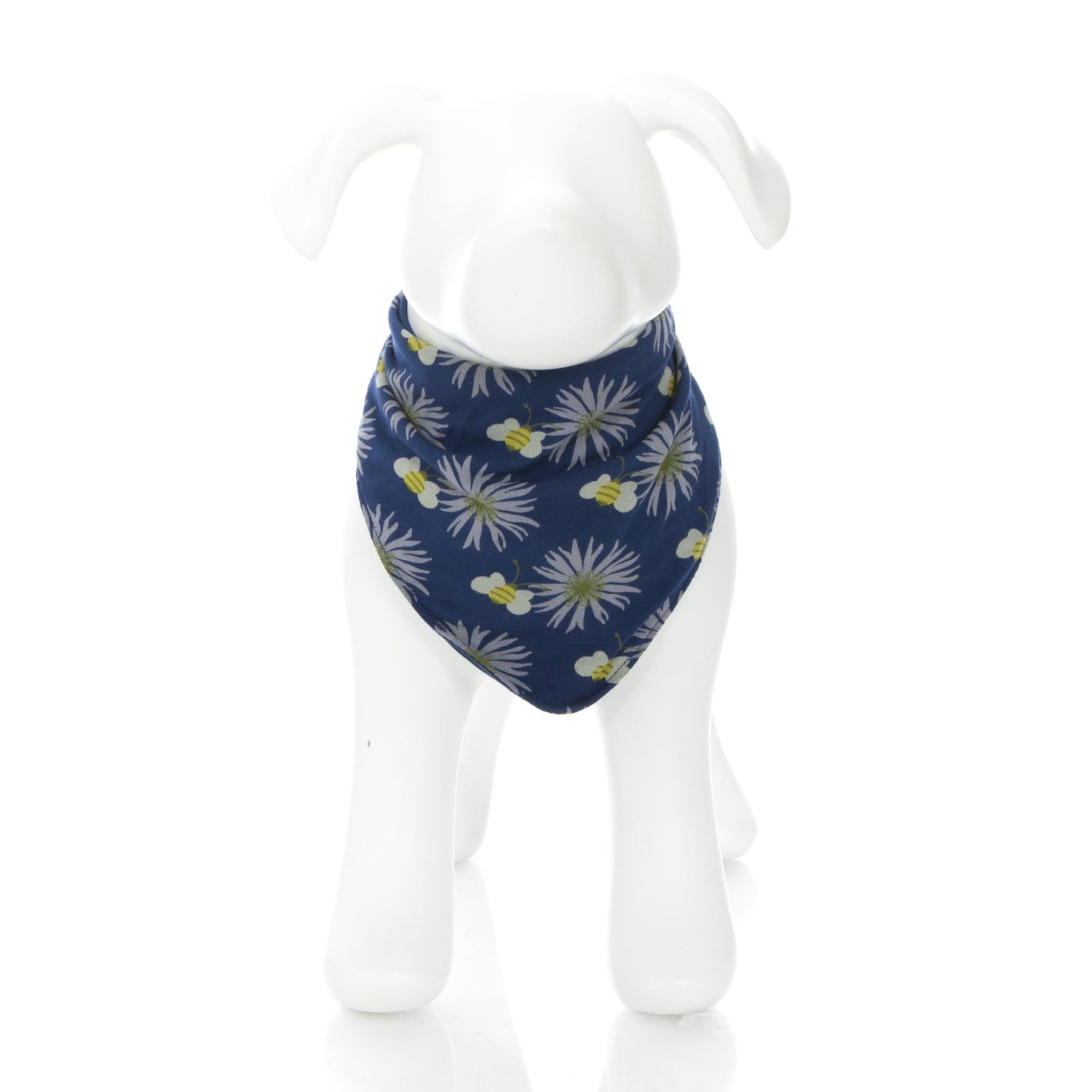 Print Dog Bandana in Navy Cornflower and Bee